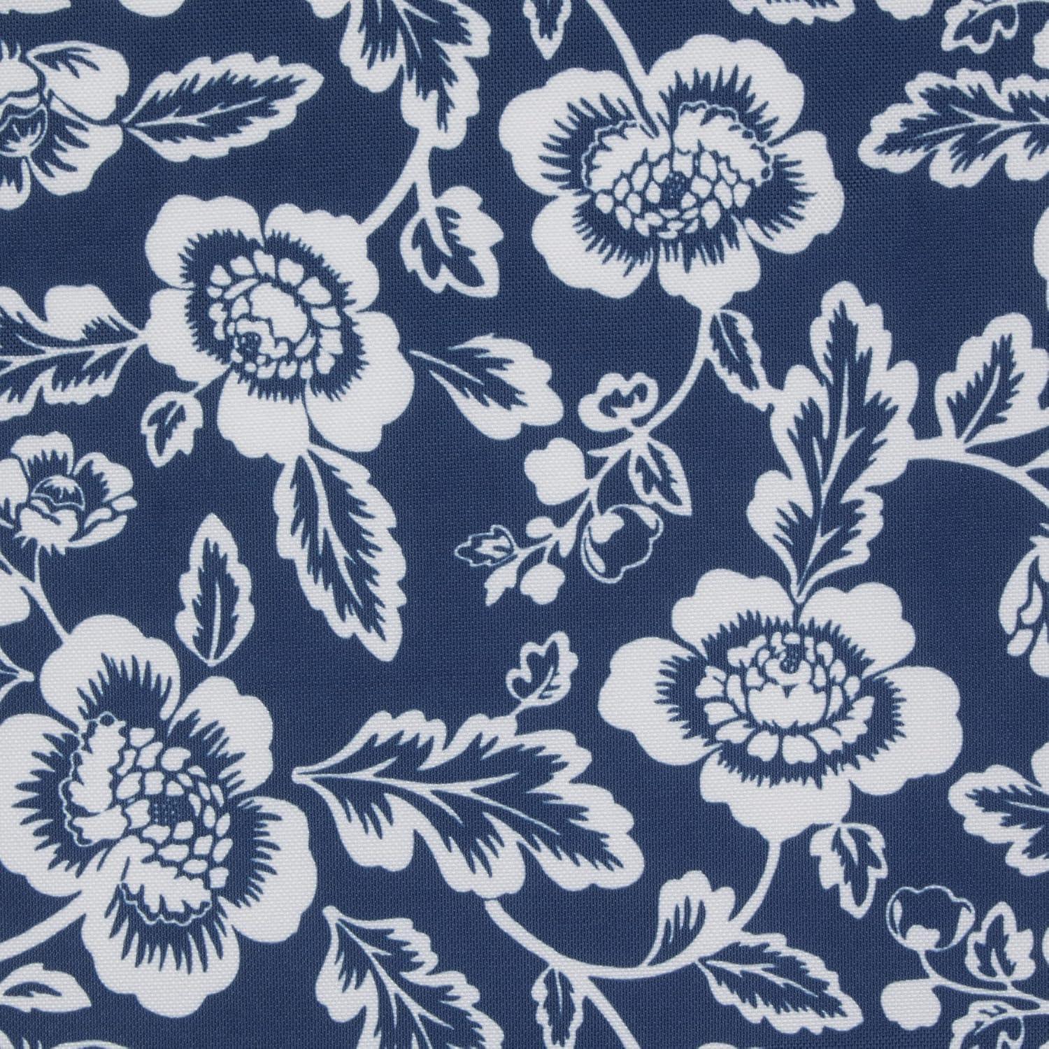 Design Imports  Nautical Blue Floral Print Outdoor Tablecloth 60 Round