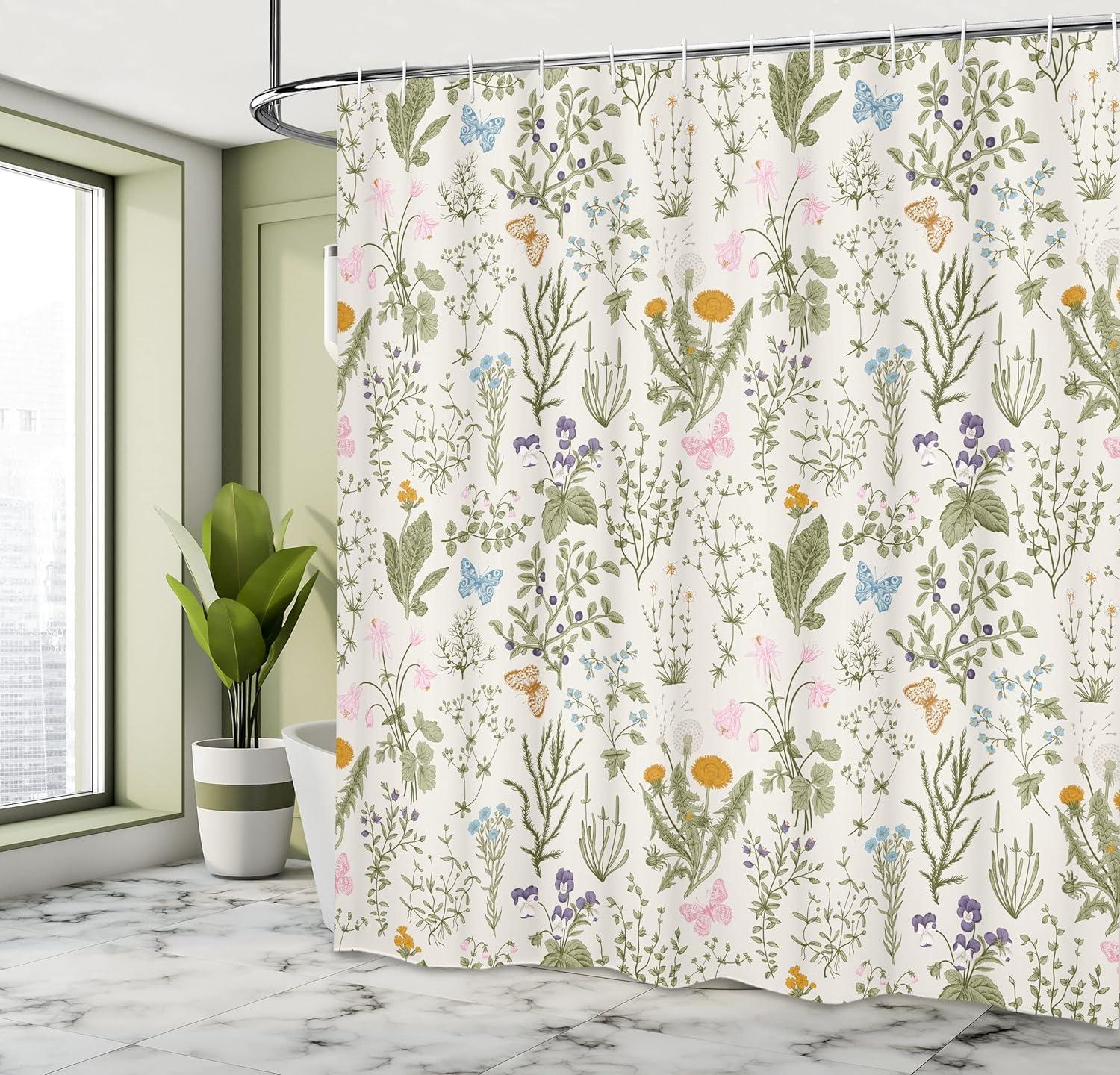 Ambesonne Floral Shower Curtain with Hooks Included