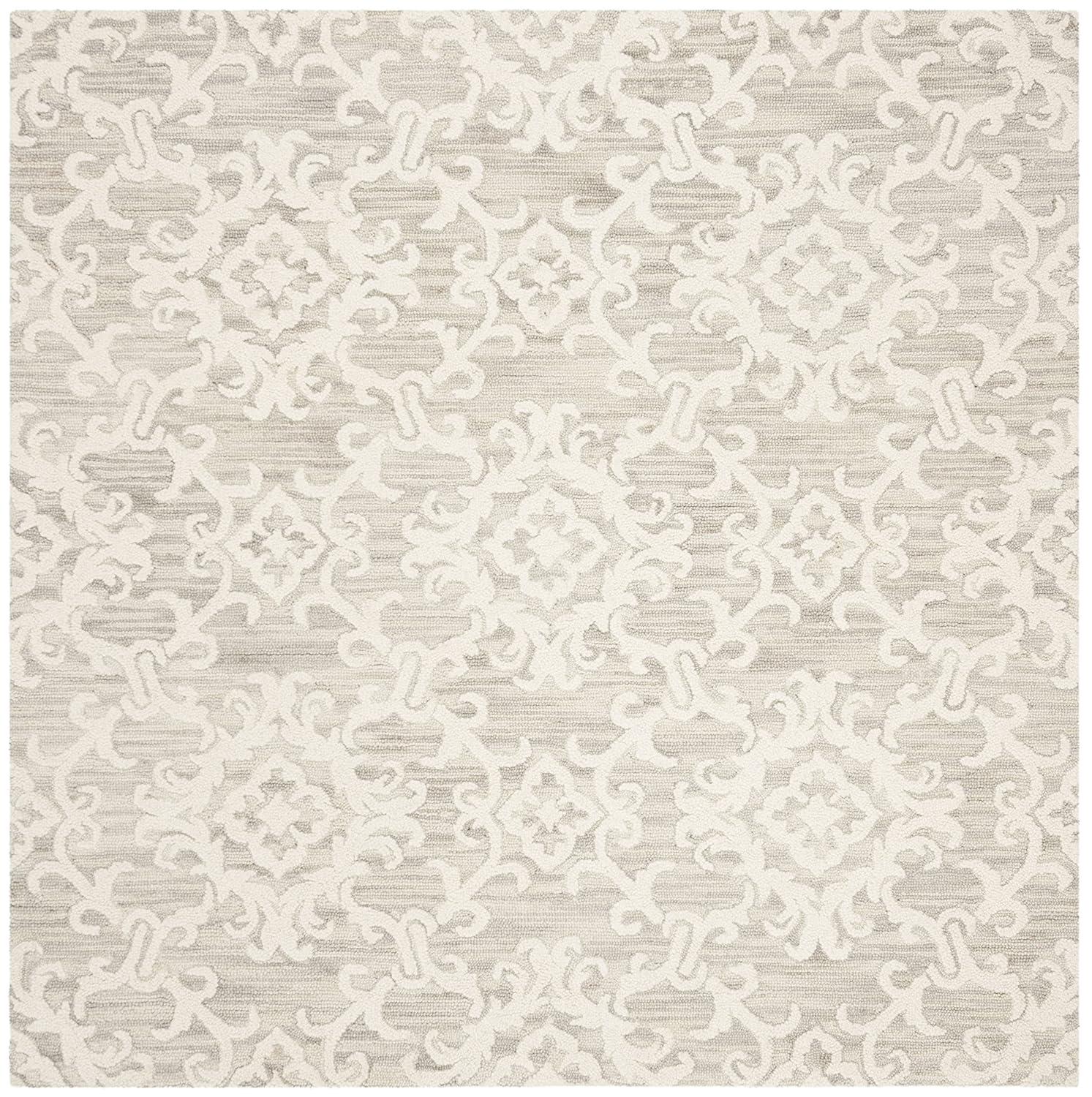 Blossom BLM104 Hand Tufted Area Rug - Grey/Ivory - 4'x4' - Safavieh.