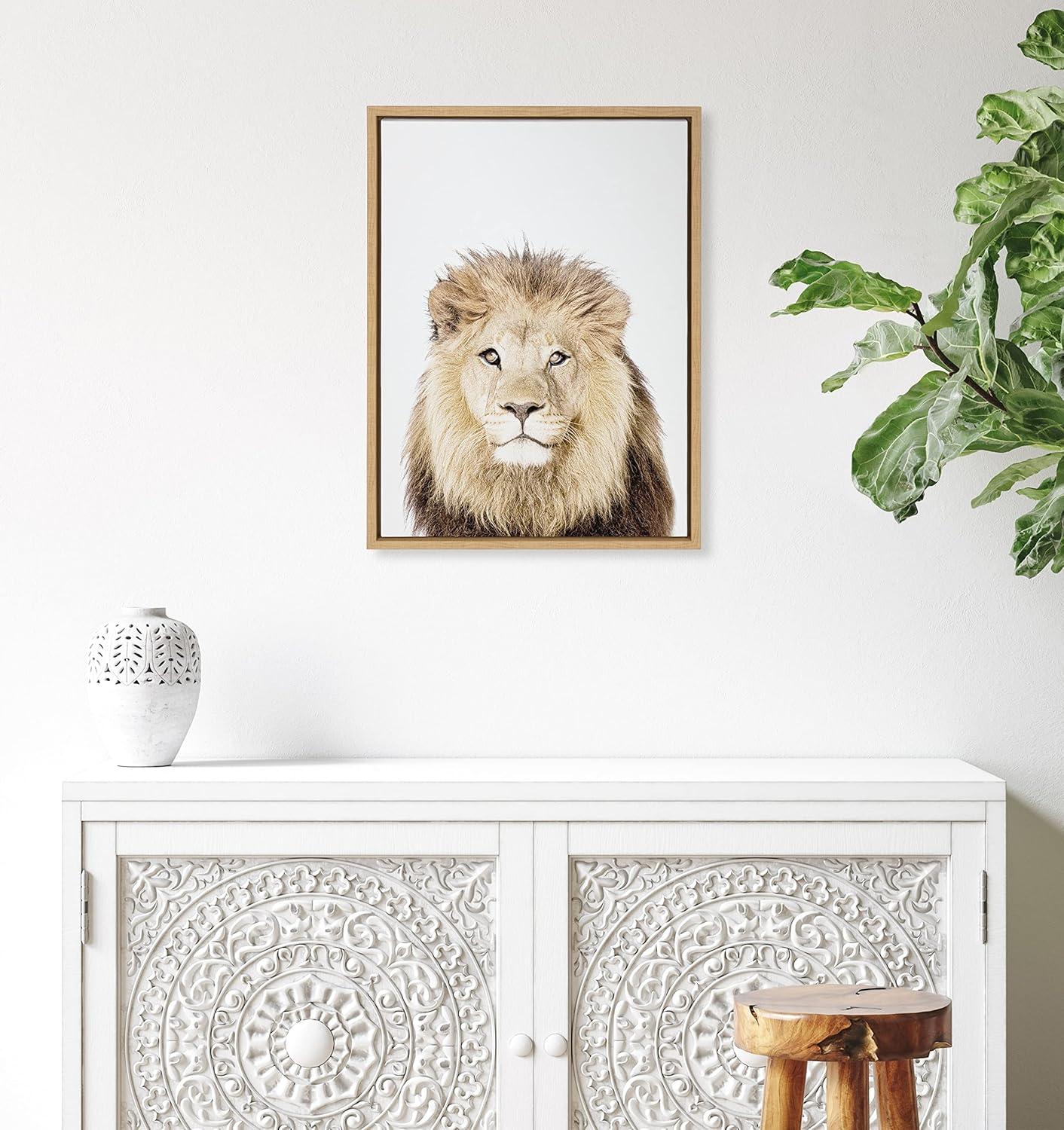 18"x24" Sylvie Lion Thinking Portrait Framed Canvas by Amy Peterson - Kate & Laurel All Things Decor