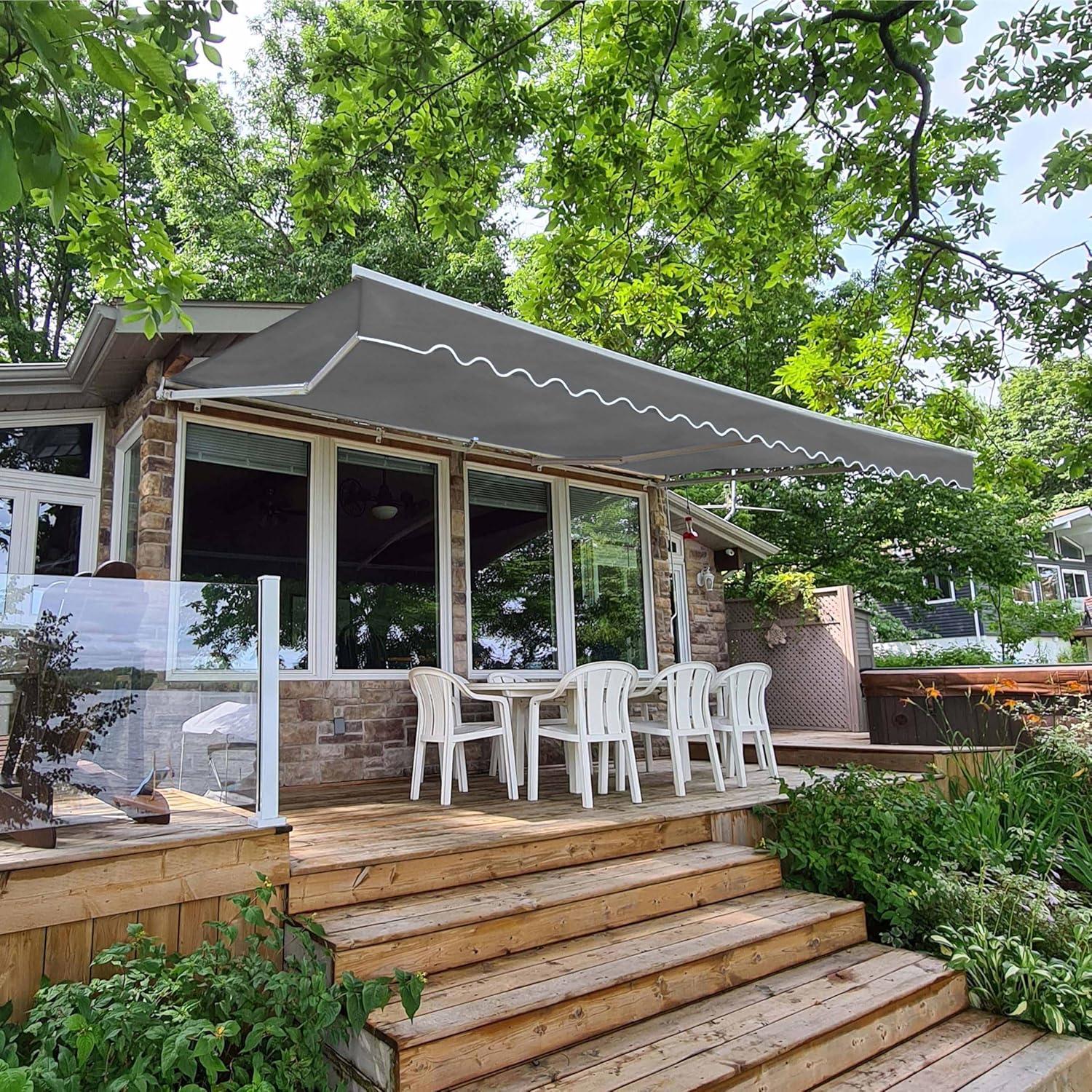 Motorized Retractable White Frame Patio Awning