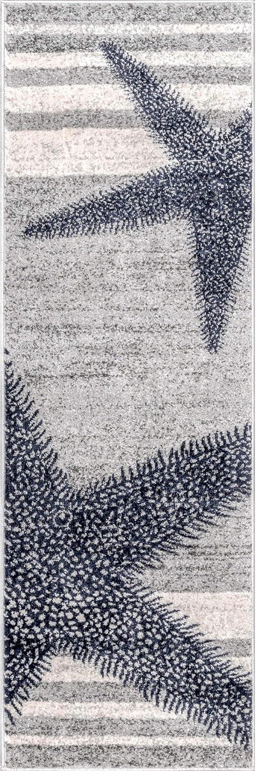 Nuloom Starfish Animal Print 4x6 Indoor Area Rug for Living Room Bedroom Dining Room Kitchen, Grey/Blue