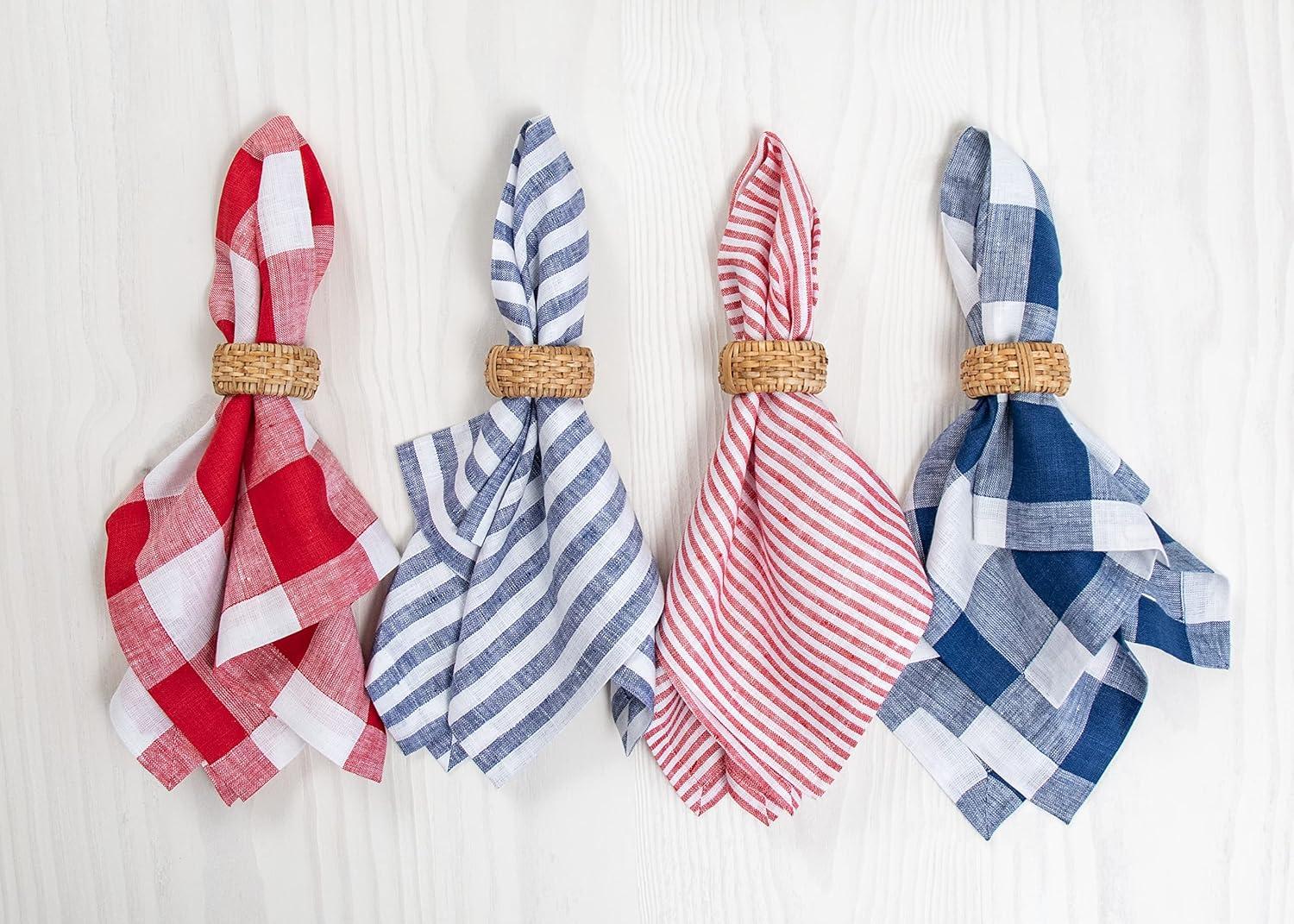 Solino Home Narrow Stripe - 100% Pure Linen Dinner Napkins (Set of 4)