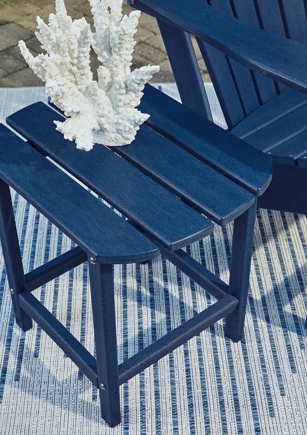 Blue HDPE Rectangular Outdoor End Table