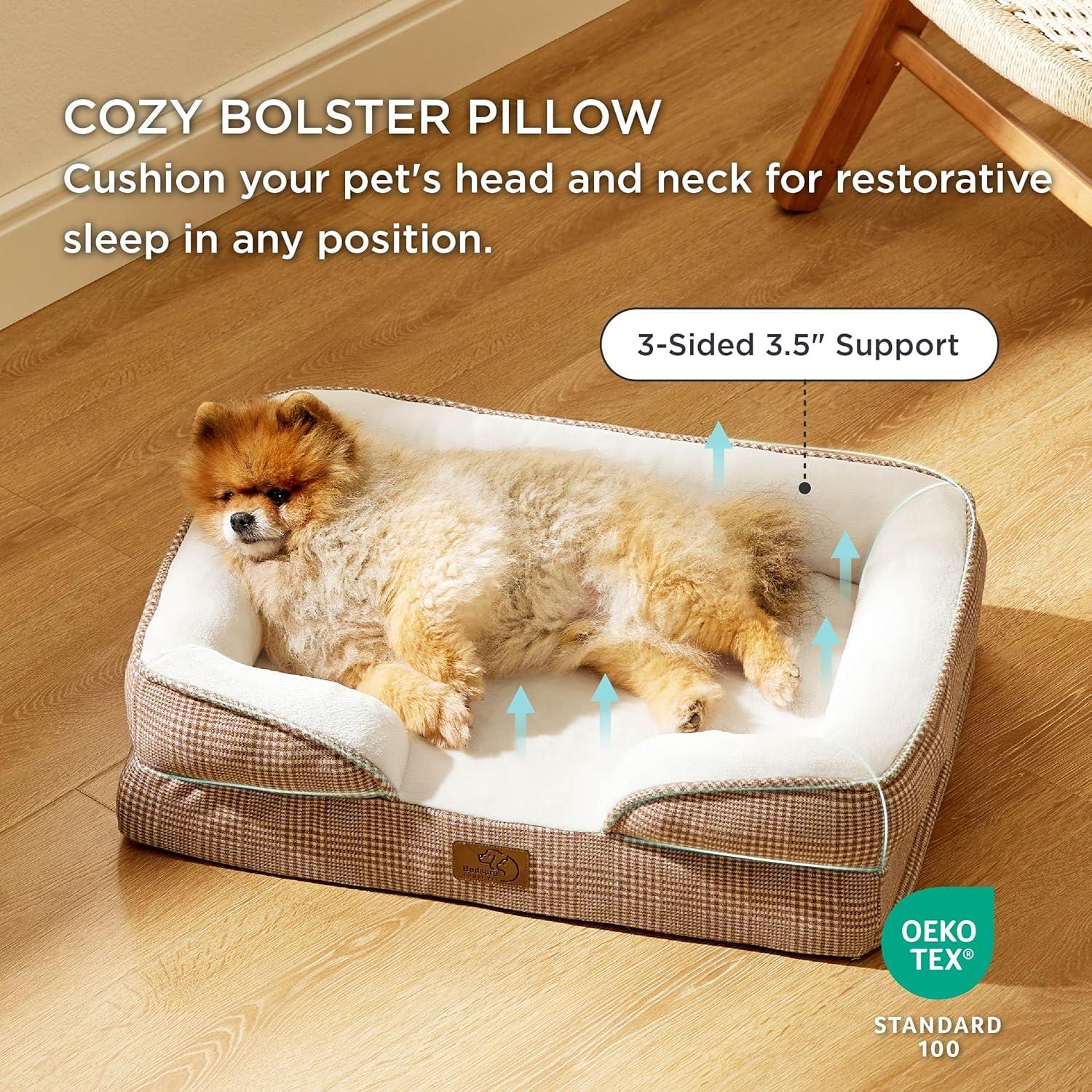 Small Orthopedic Waterproof Dog Bed with Bolster