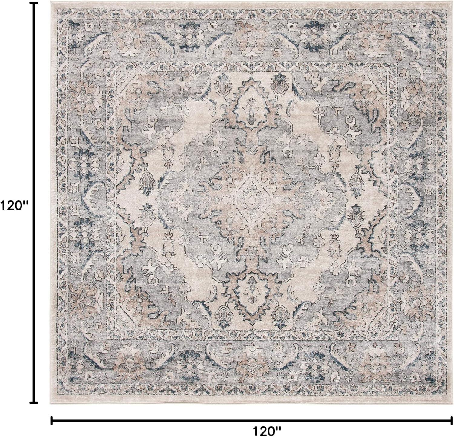 SAFAVIEH Oregon Ethelinda Floral Bordered Area Rug, Beige/Grey, 10' x 10' Square