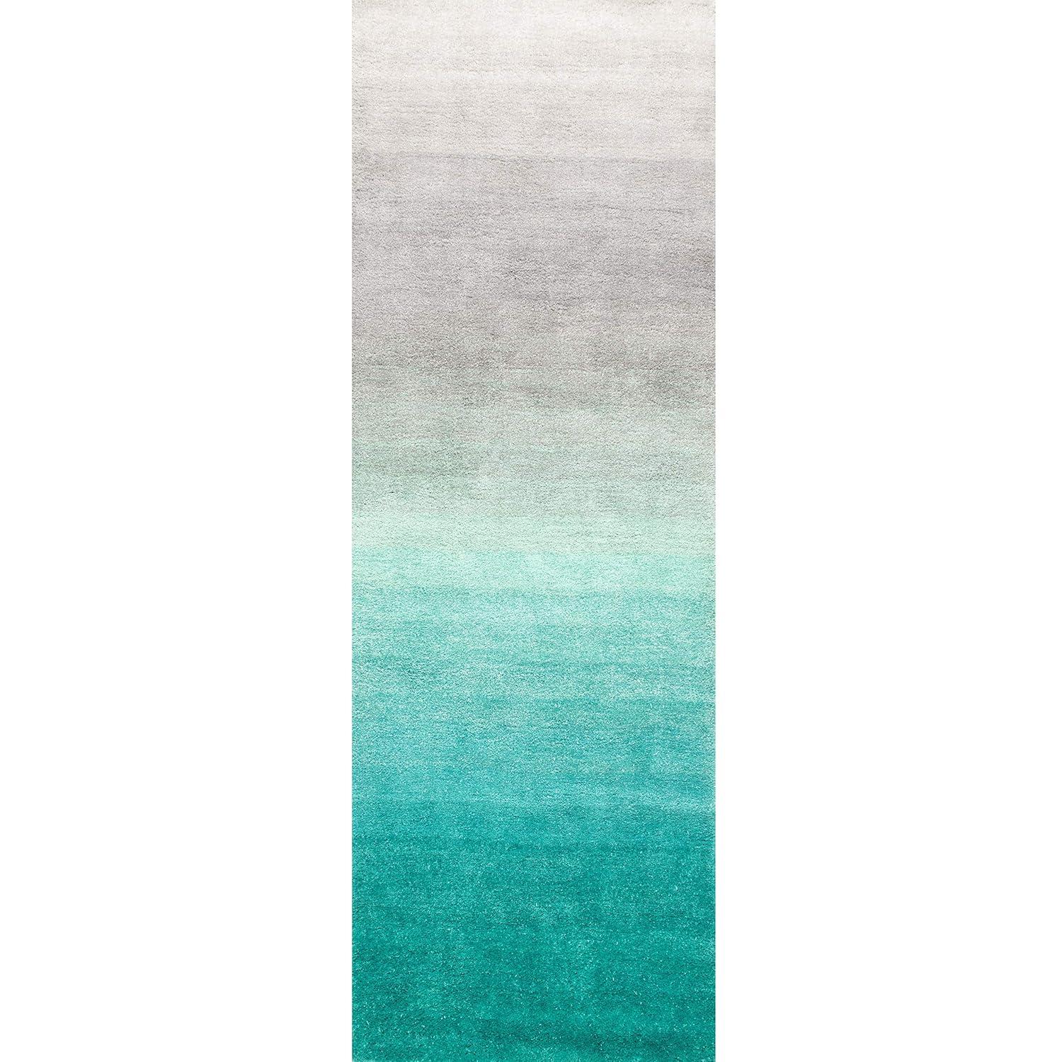 Nuloom Handmade Ombre Shag Shags Runner Indoor Area Rug - Turquoise 2' 6" x 8'