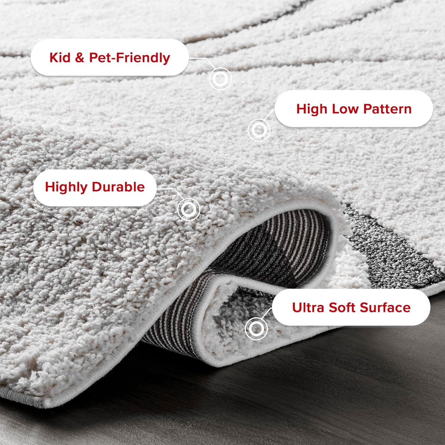 Nuloom Carolyn Abstract 8x11 Shag Indoor Area Rug for Living Room Bedroom Dining Room Nursery, Cream/Beige