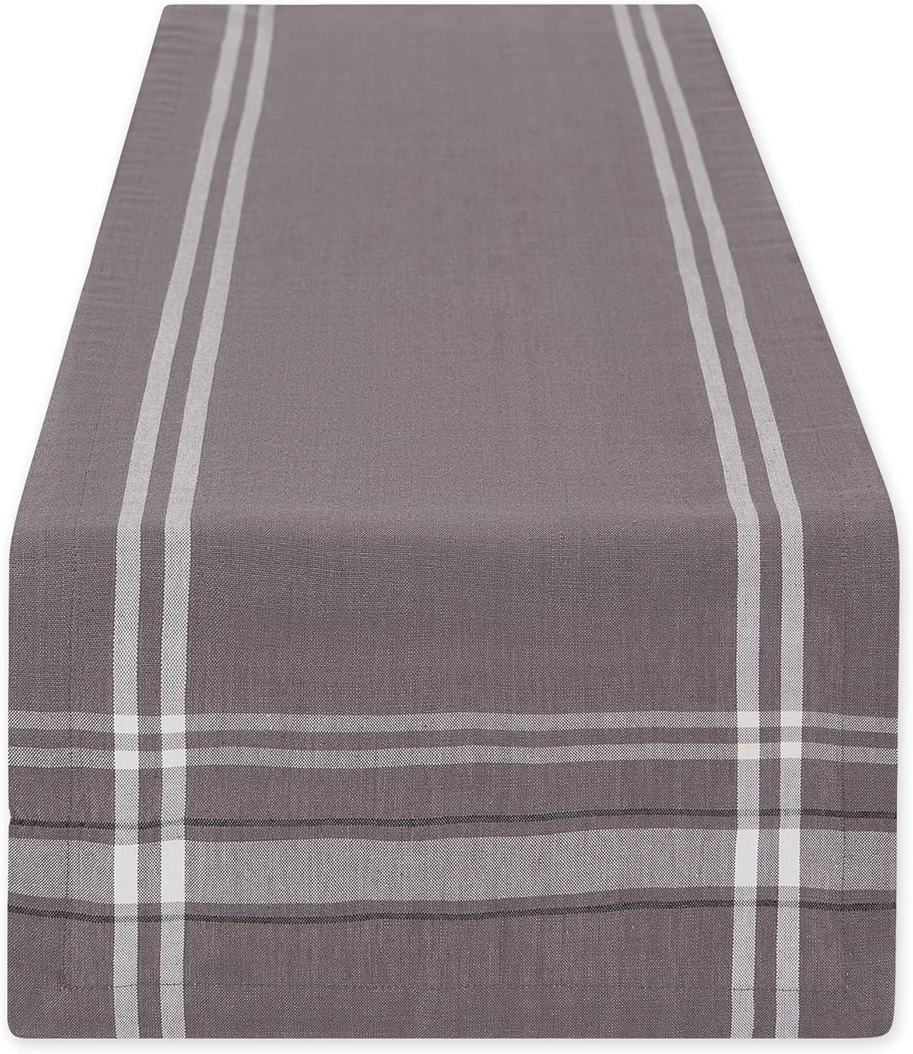 Gray Cotton Stripe Rustic Table Runner 14x108 inch