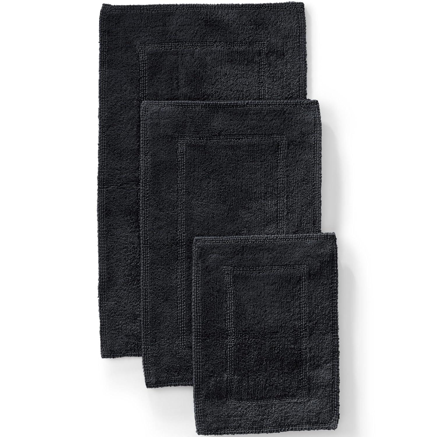 Medium Black Cotton Reversible Bath Rug