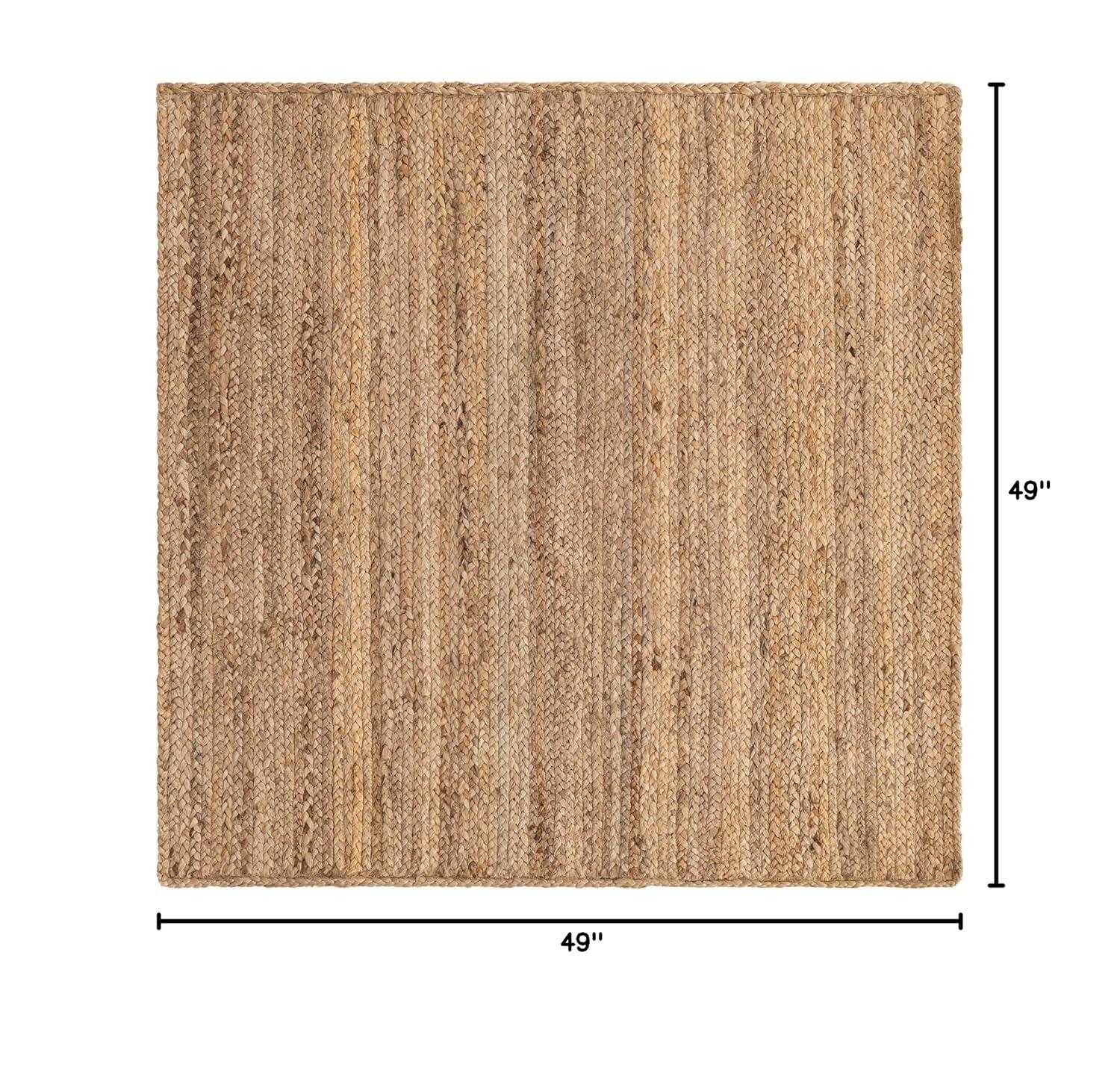Unique Loom 4'x4' Braided Jute Dhaka Natural Indoor Area Rug