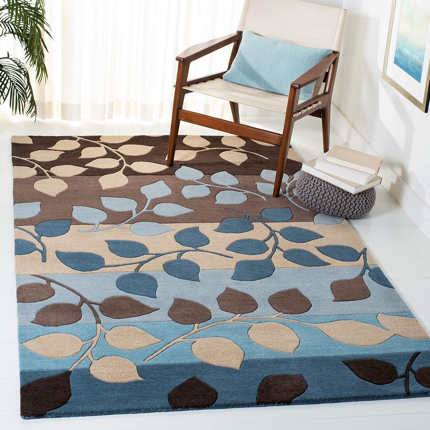 SAFAVIEH Soho Martha Floral Wool Area Rug, Brown/Blue, 7'6" x 9'6"