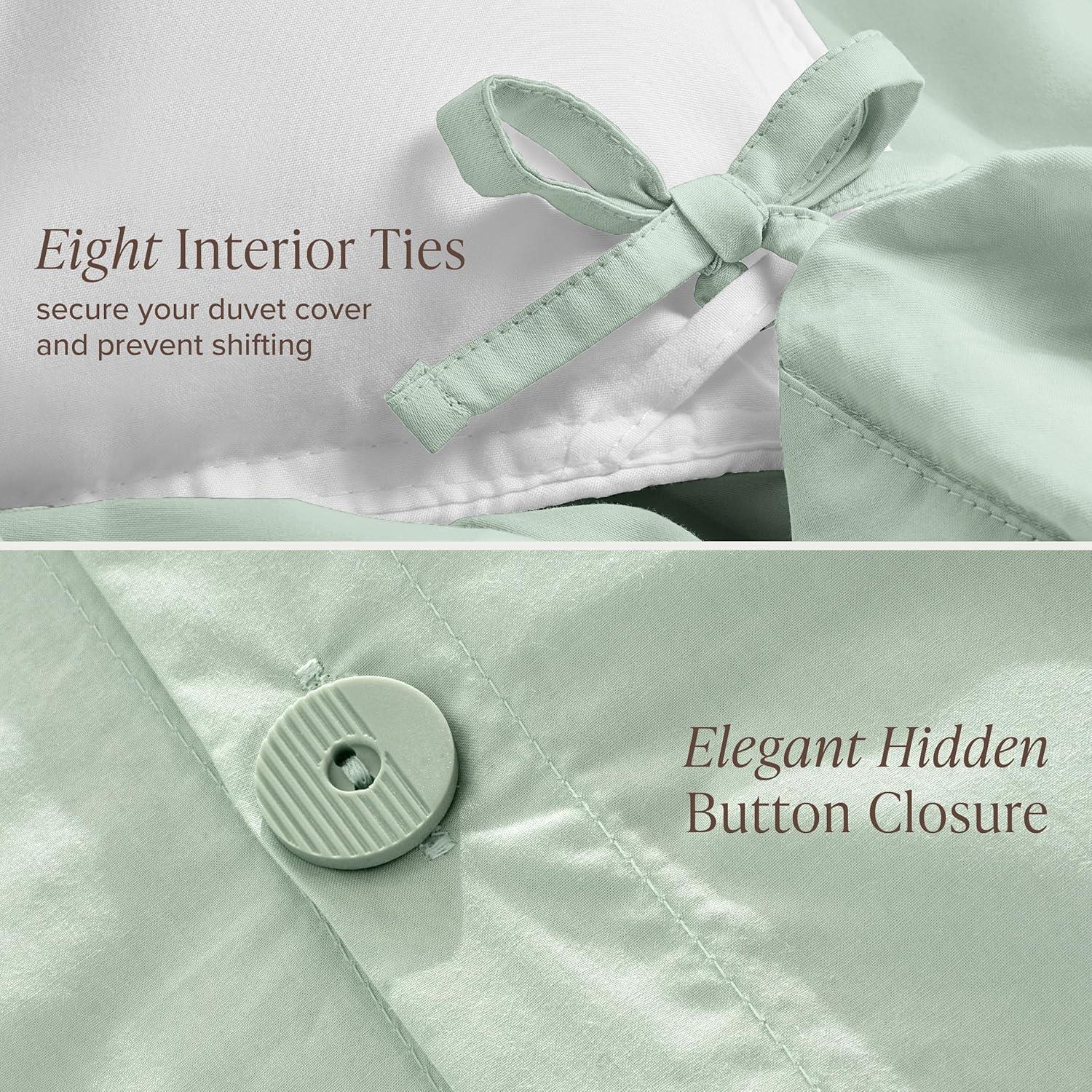 100% Organic Cotton Percale Full/Queen Duvet Cover and Sham Set Willow by Bare Home