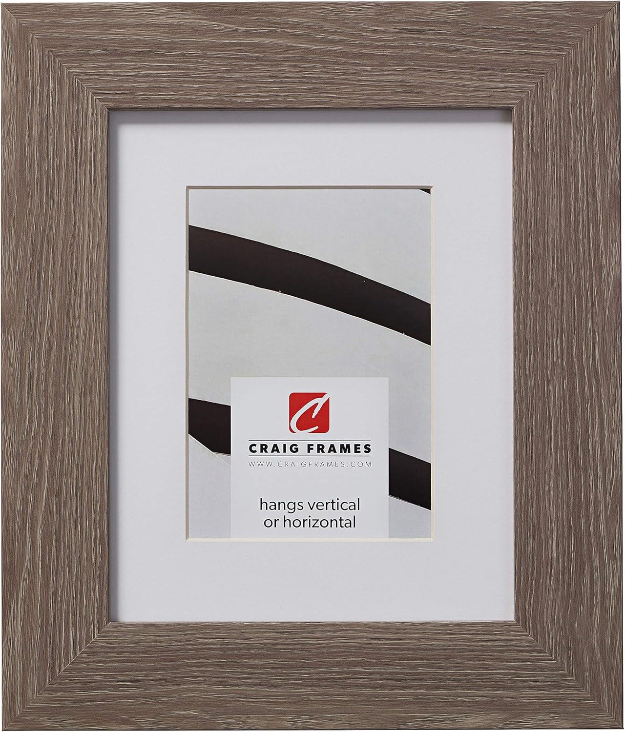 Craig Frames American Barn, 11x14 inch Faux Barnwood Picture Frame Matted for a 8x10 Photo, Farmhouse Grey