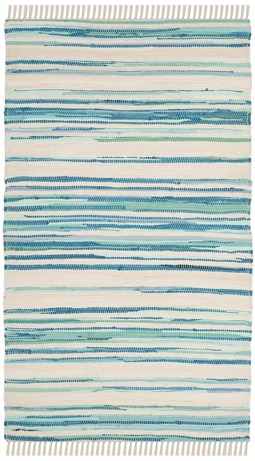 Rag Rug RAR126 Hand Woven Indoor Accent Rug - 2'3"x5' - Ivory/Green - Safavieh