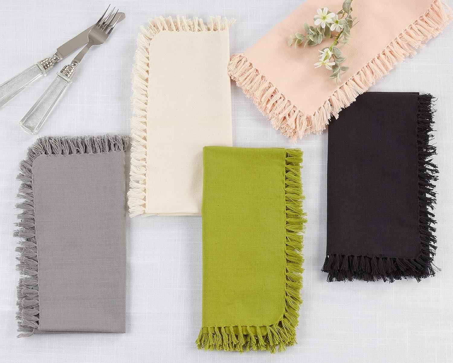 Saro Lifestyle Fringed Design Table Napkin (Set of 4)