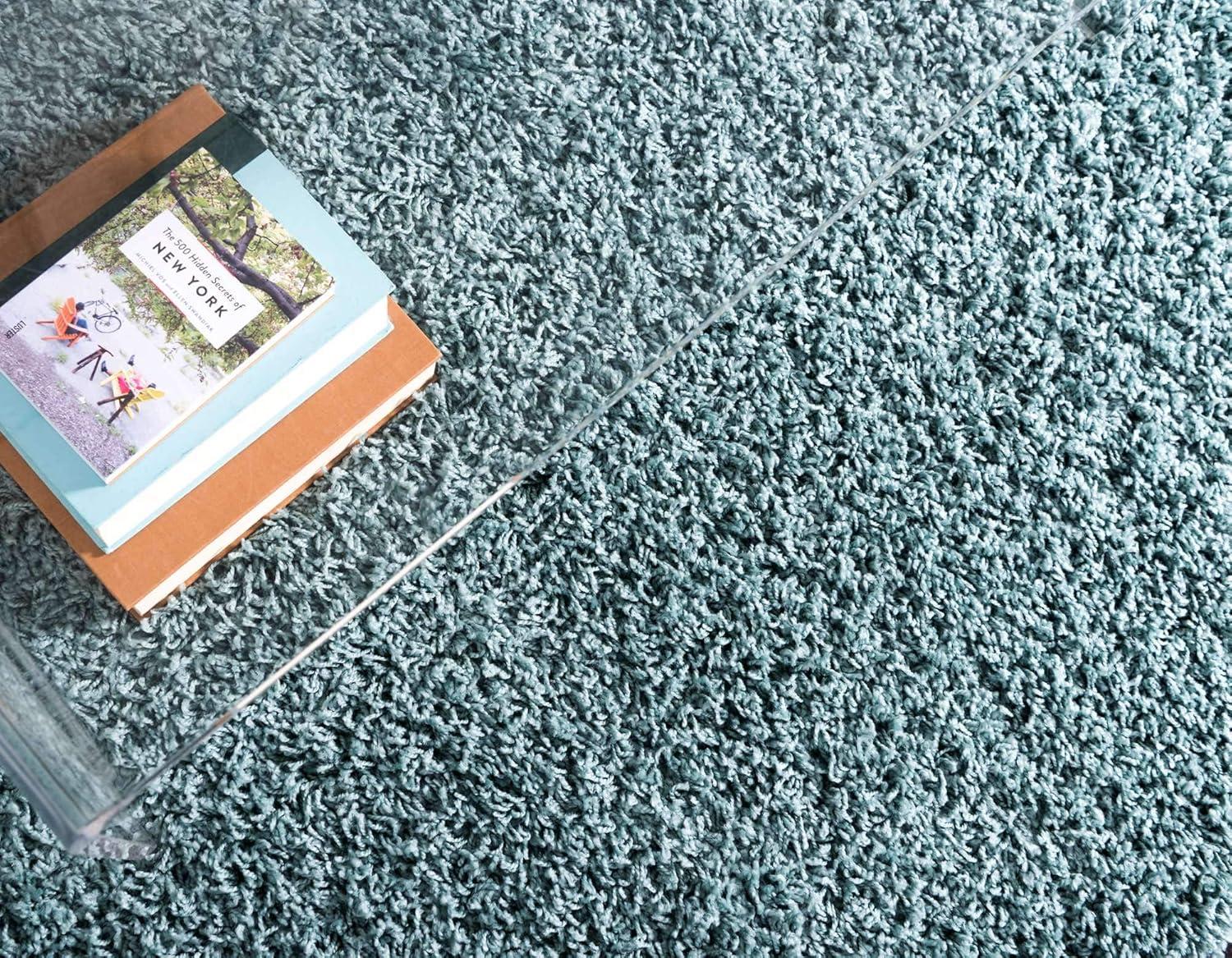 Unique Loom Solid Shag Collection Area Rug (7' 10" x 11' Rectangle Light Slate Blue)