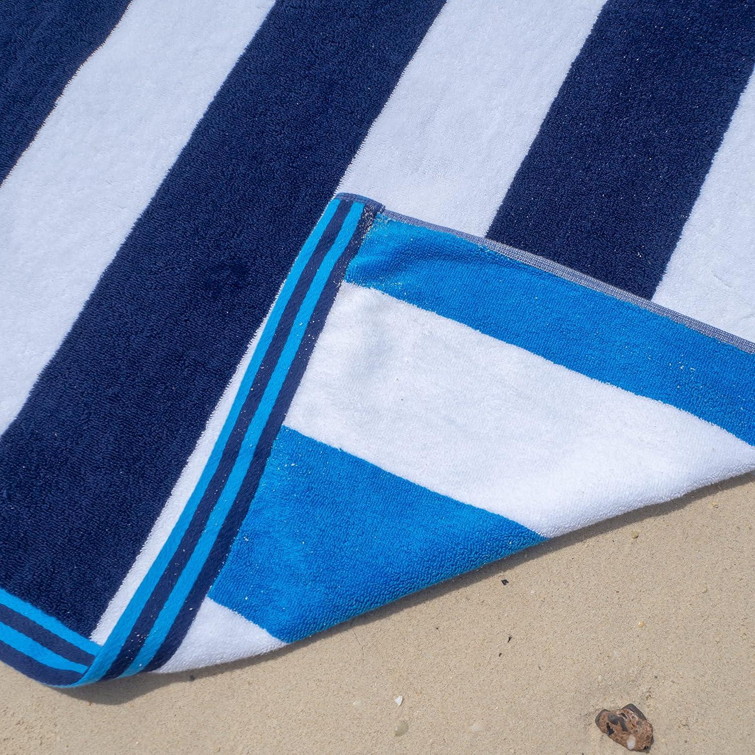 Aston & Arden Navy and Blue Cotton Reversible Beach Towel, 35 x 70 in