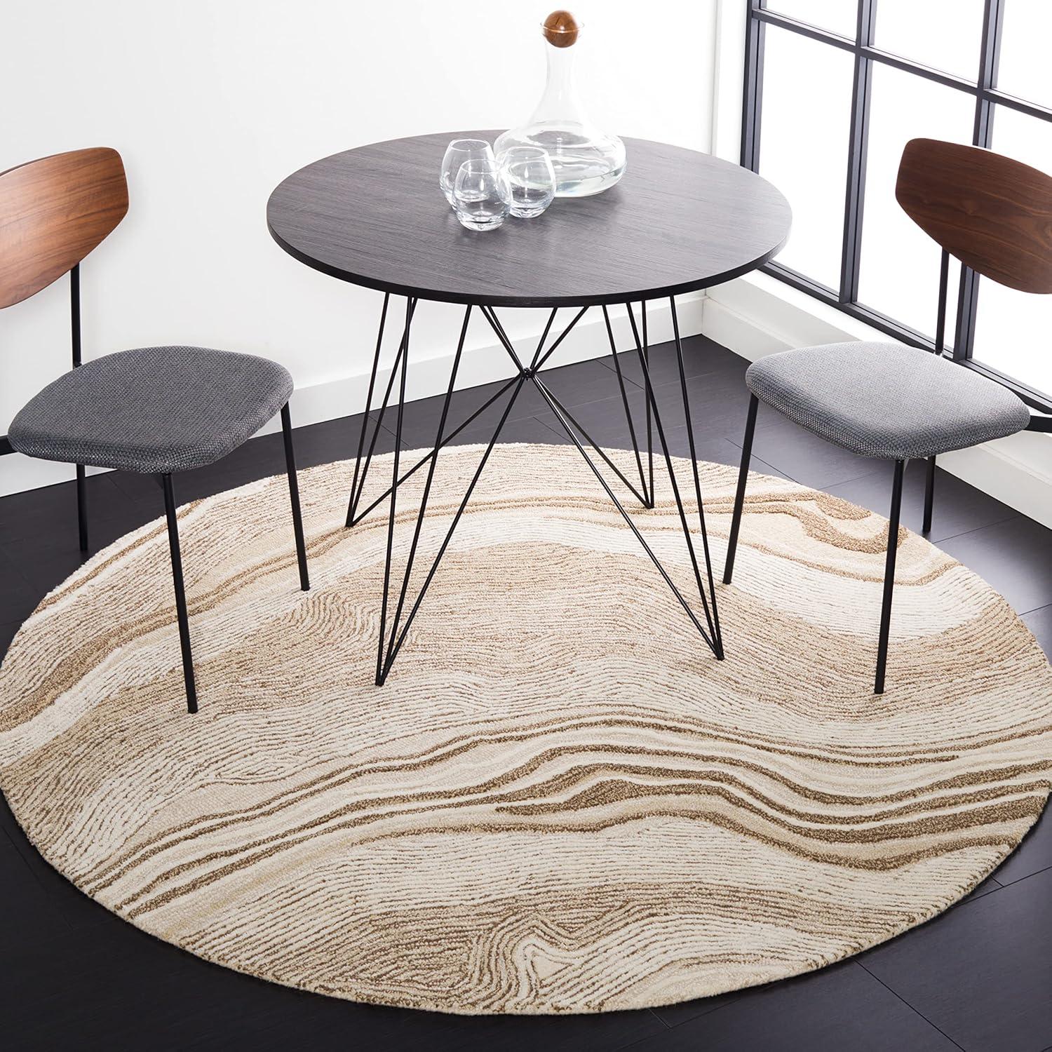 Fifth Avenue FTV121 Hand Tufted Indoor Area Rug - Beige/Ivory - 4' Round - Safavieh