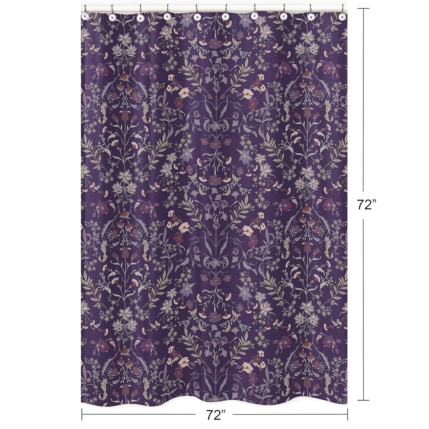 Sweet Jojo Designs Boho Floral Wildflower Plum Purple Single Shower Curtain by Sweet Jojo Designs