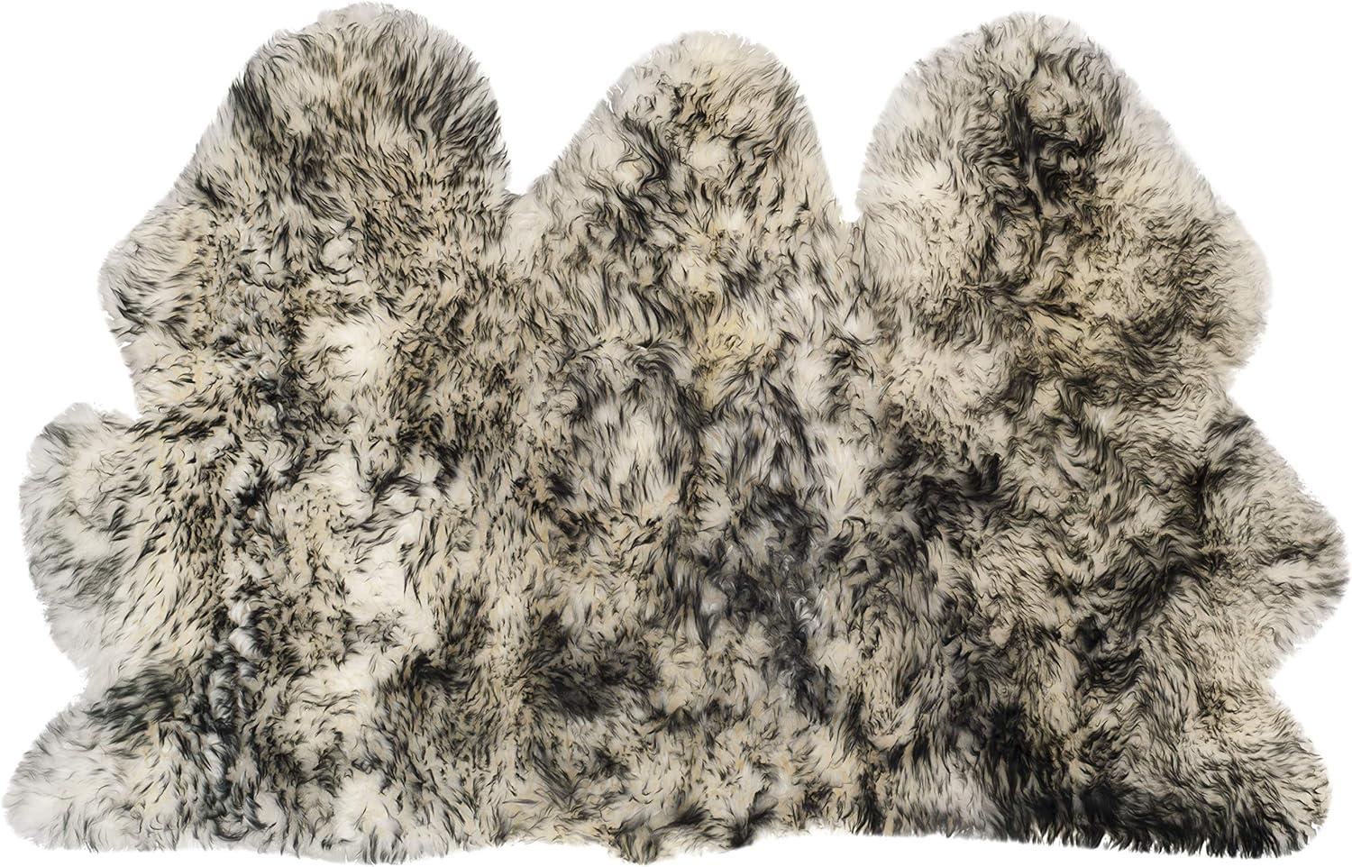 SAFAVIEH Sheep Skin Tiana Sheep Skin Area Rug, Ivory/Dark Charcoal, 3'7" x 5'11" Specialty