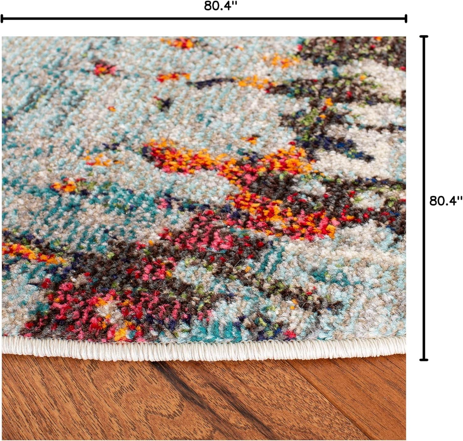 Madison MAD471 Power Loomed Indoor Area Rug - Grey/Blue - 6'7" Round - Safavieh