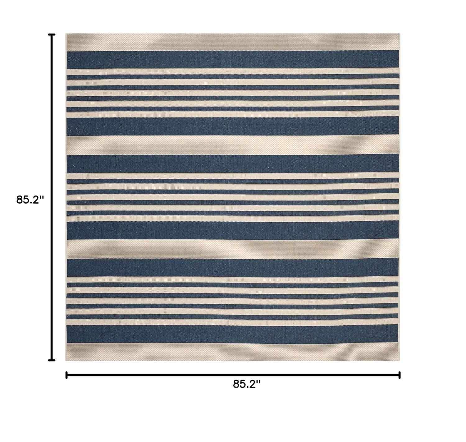 Courtyard CY6062 Power Loomed Indoor/Outdoor Area Rug - Navy/Beige - 7'1x7'1 - Safavieh.
