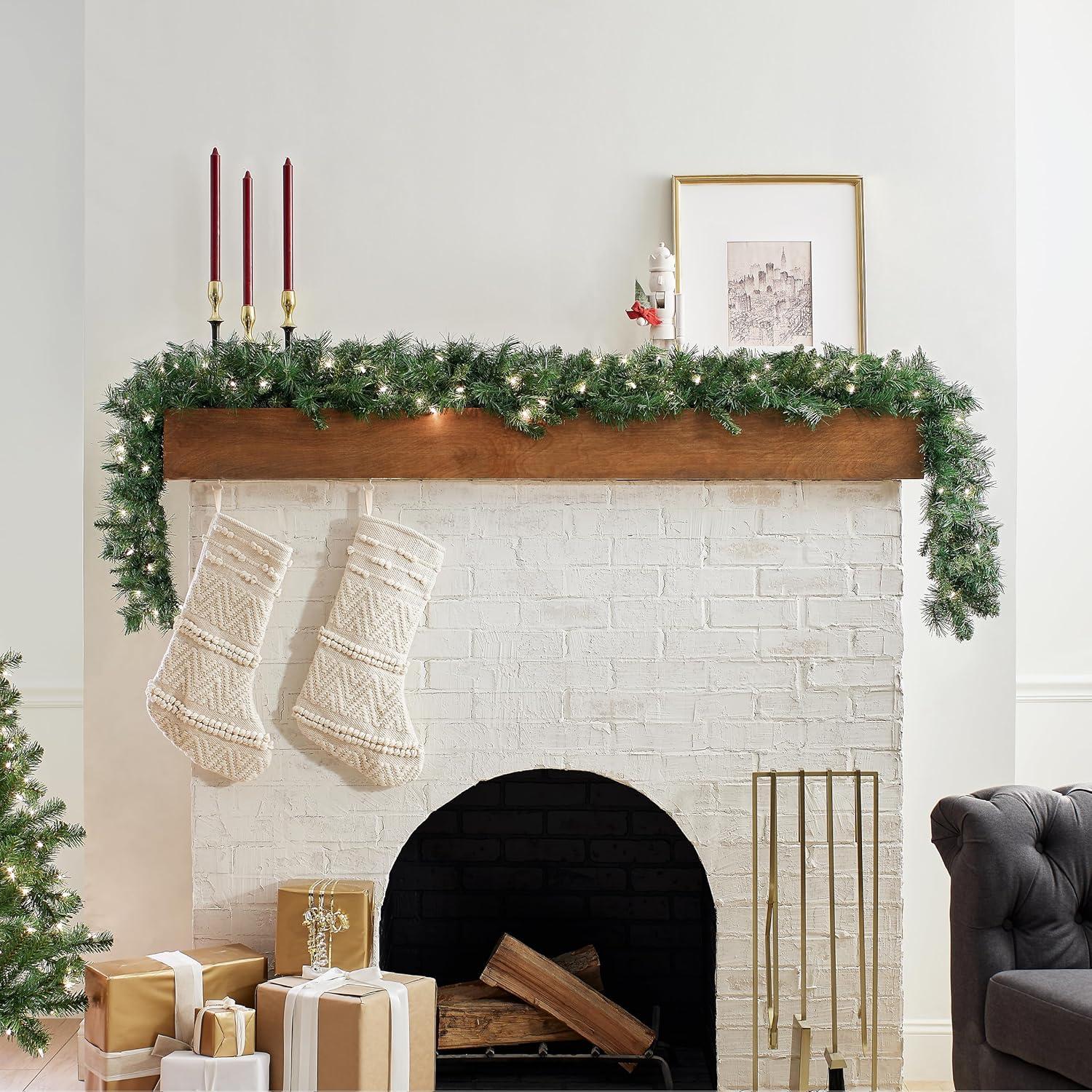 National Tree Company Pre-Lit Artificial Christmas Garland, Green, Winchester Pine, White Lights, Plug In, Christmas Collection, 9 Feet