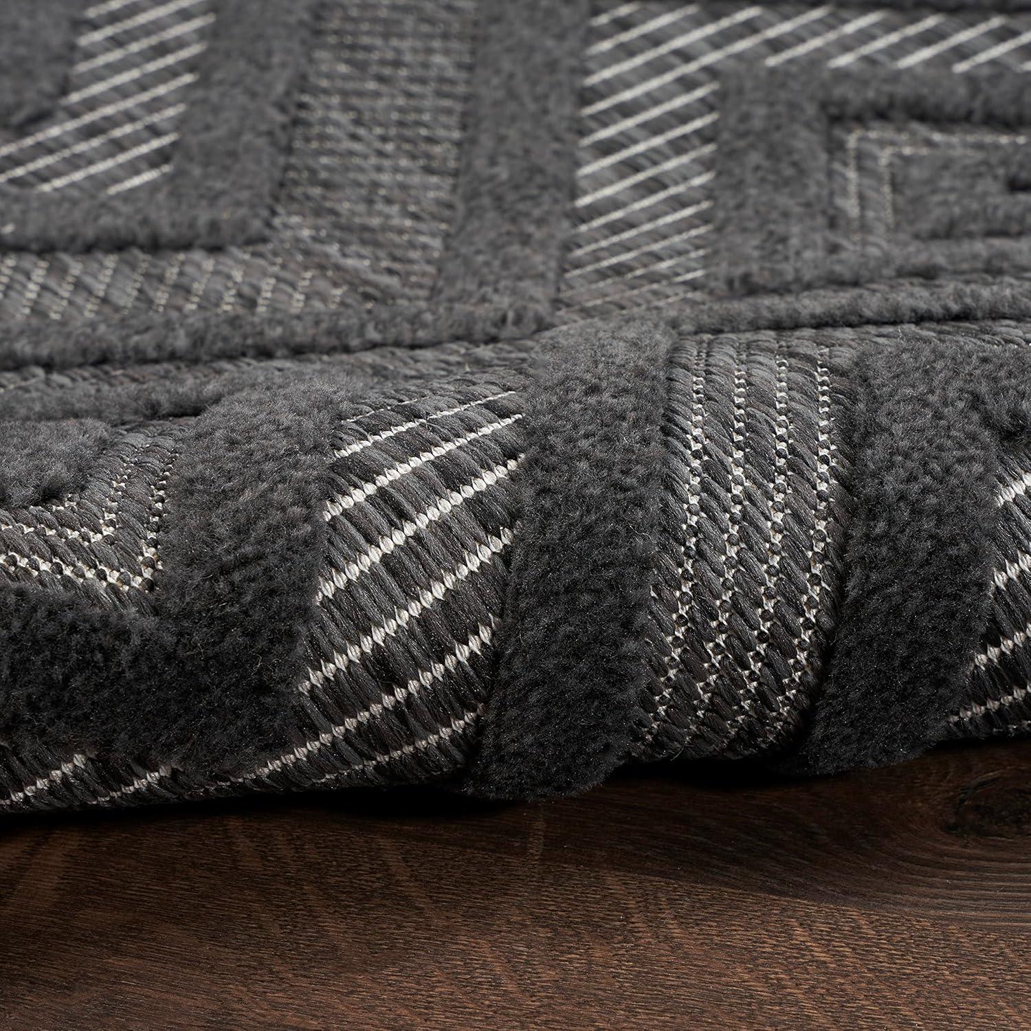 Nourison Versatile Diamond Geometric Flatweave Indoor Outdoor Area Rug Charcoal/Black 4' x 6'