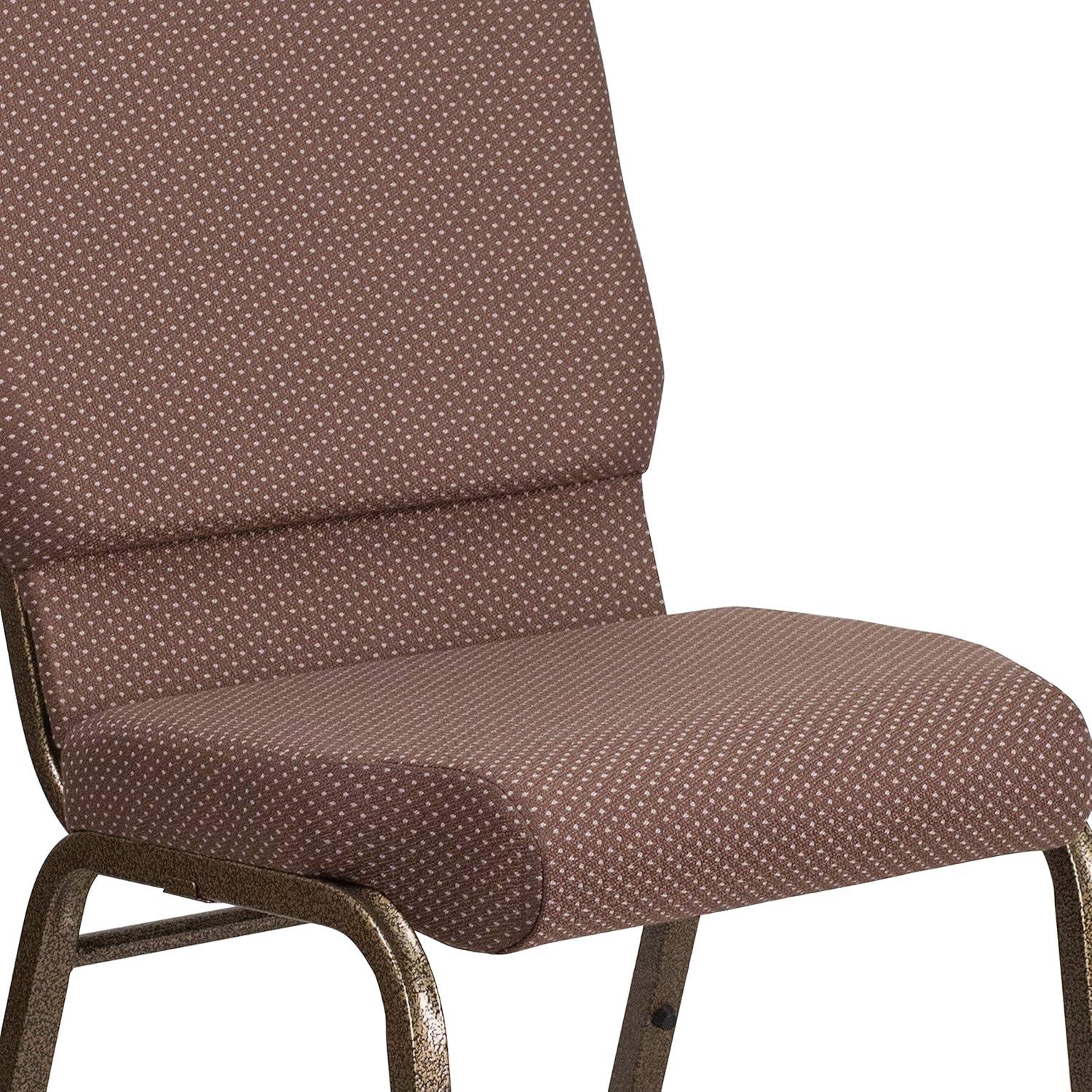 Flash Furniture Hercules Series 18.5"W Upholstered Adult Church Chair with Book Pouch, Brown Dot
