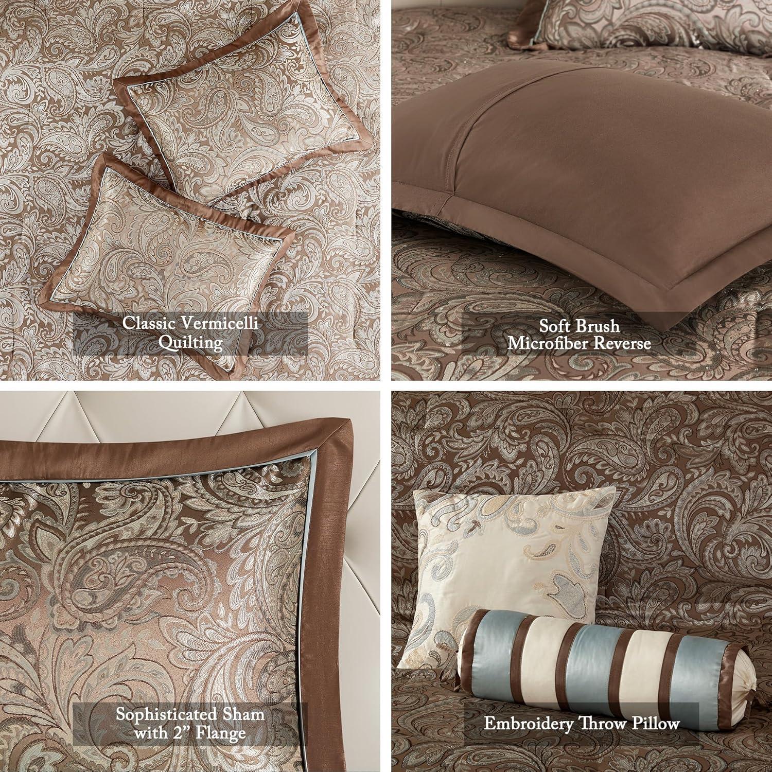 Madison Park 5pc King Whitman Reversible Jacquard Bedspread Set Blue: Embroidered, Traditional Style