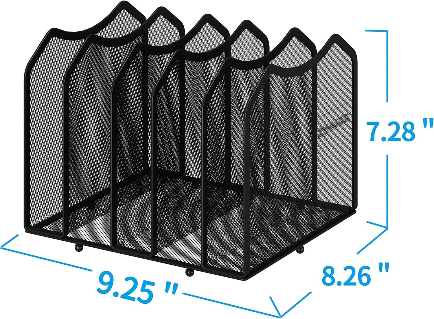 Latitude Run® Black 2 Pack - 5-Section Mesh Desktop File Sorters for Home & Office