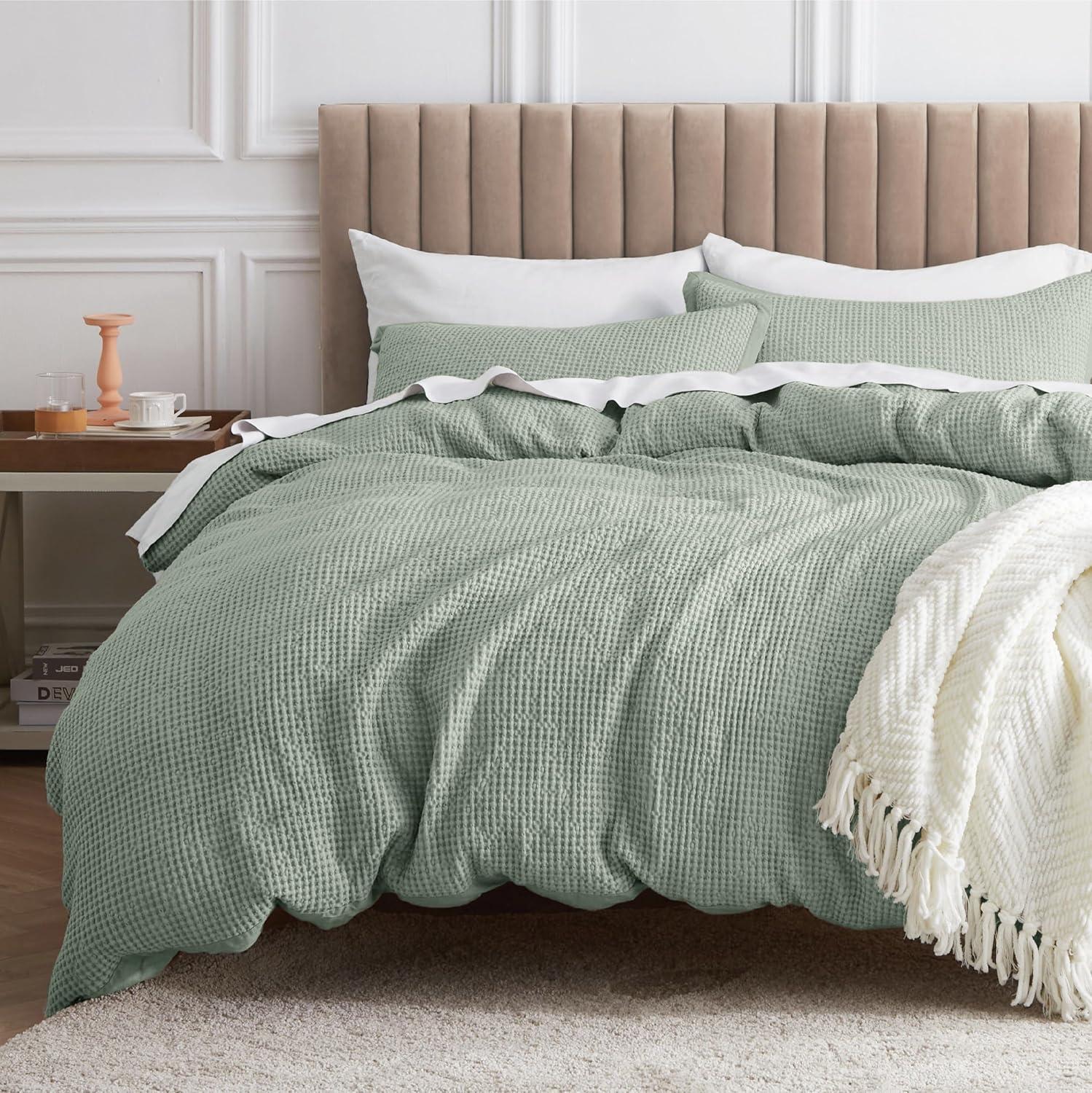 Bedsure Bedsure Cotton Duvet Cover Set - 100% Cotton Waffle Weave Coconut Duvet Cover