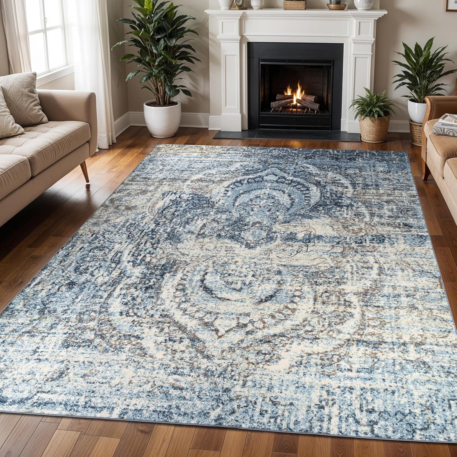 Superior Salford Medallion Indoor Area Rug, 8' x 10', Blue-Beige