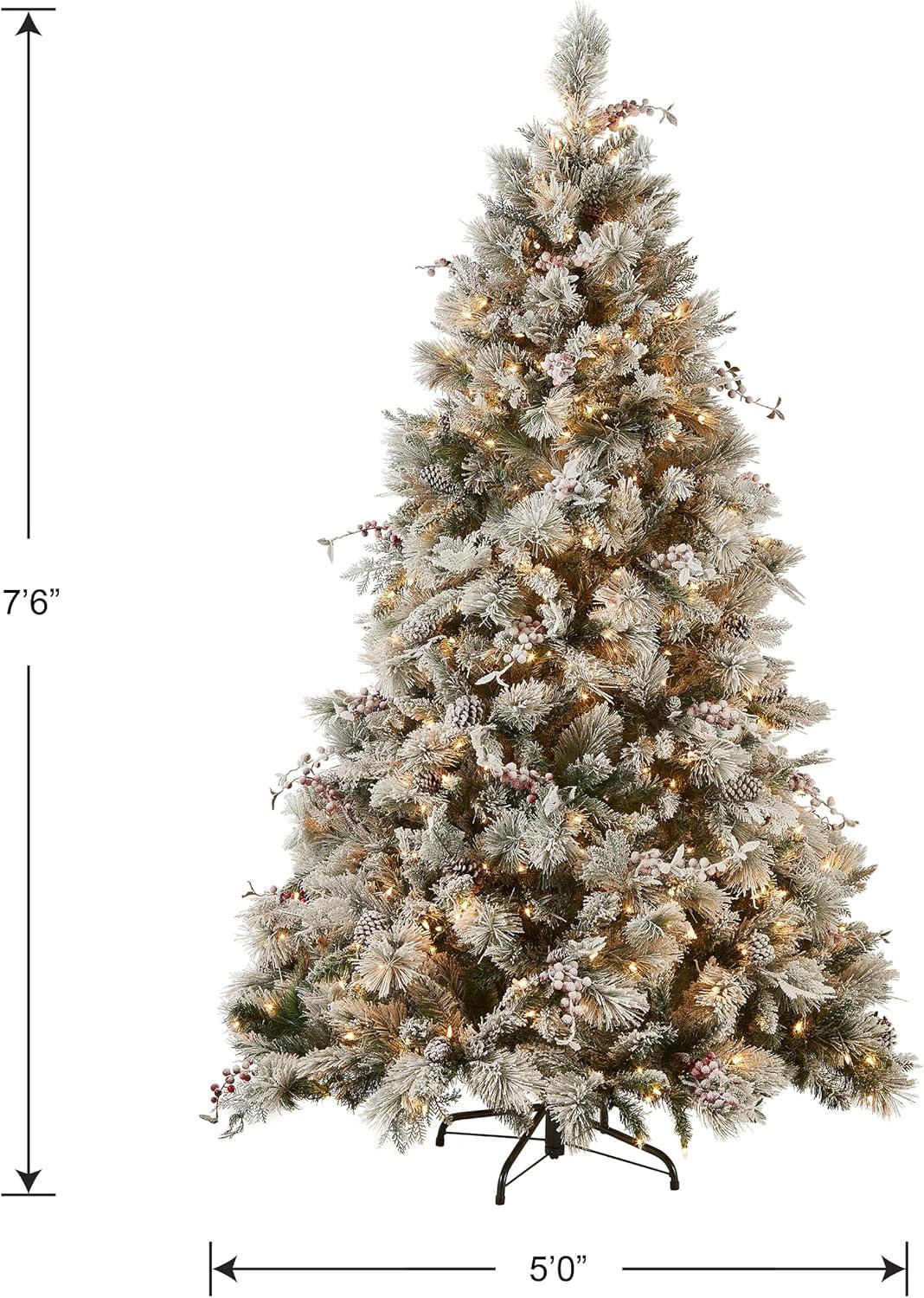 The Holiday Aisle® 7.5ft. Snowy Bedford Pine Tree with Clear Lights