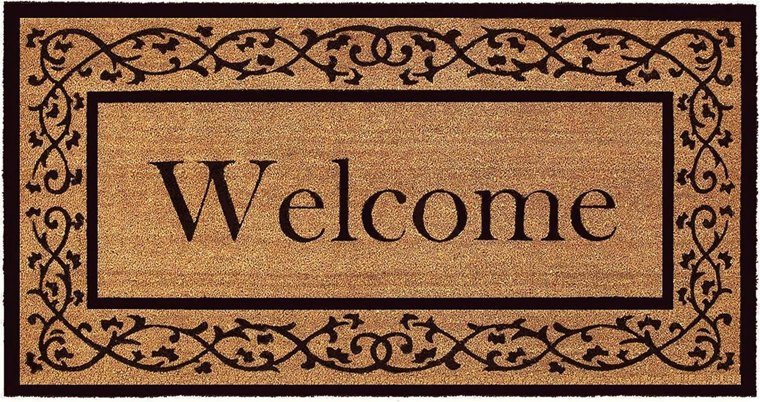 Natural Coir Welcome Outdoor Doormat with Black Border