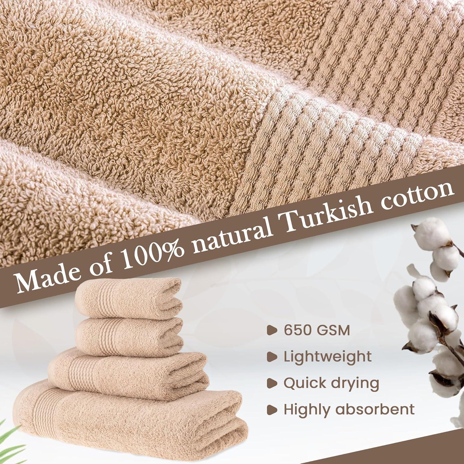 HALLEY Turkish Bath Towels Set - 2 Pack Bathroom Set, Ultra Soft, Machine Washable, Highly Absorbent, 100% Cotton - Luxury Spa Quality - Brown