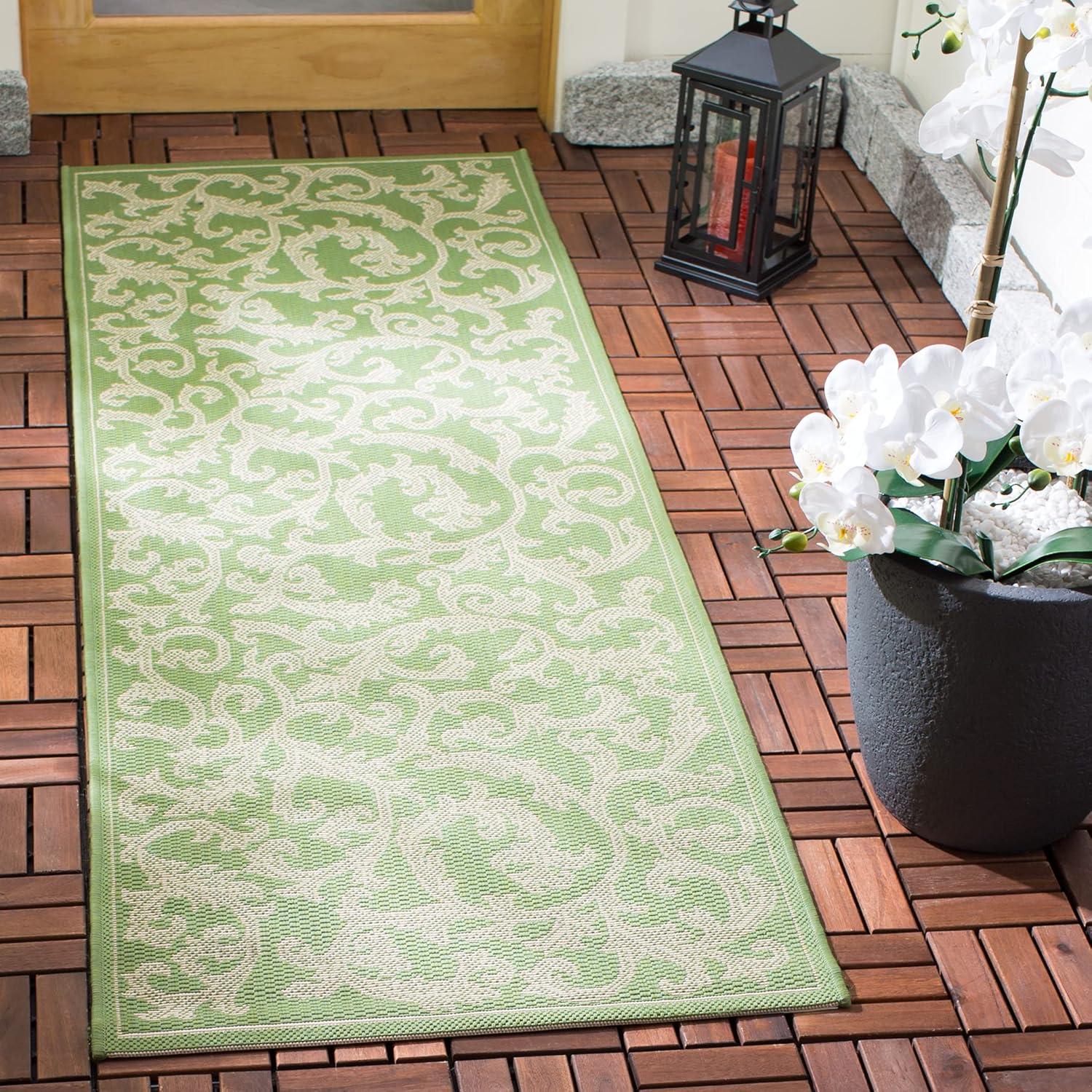 Olive & Natural Easy-Care Synthetic Runner Rug - 2'3" x 6'7"