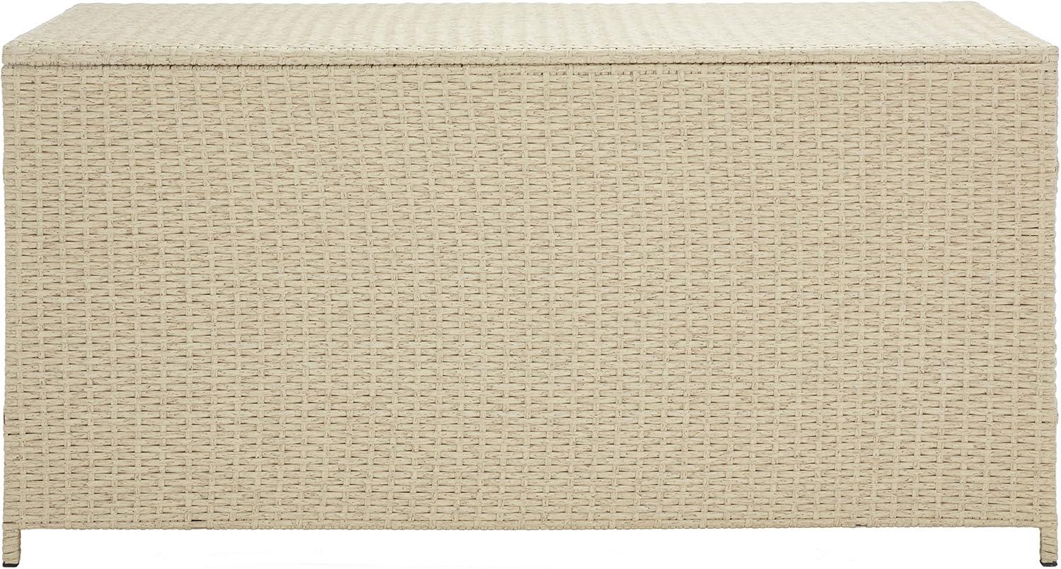 Oliveira Outdoor Cushion Deck Box - Beige/White Cushion - Safavieh