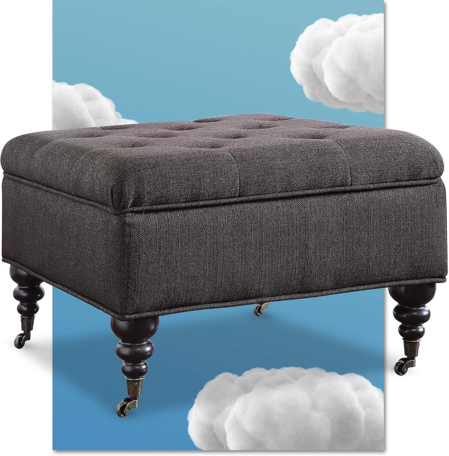 Abbot Square Tufted Ottoman with Storage and Casters - Serta