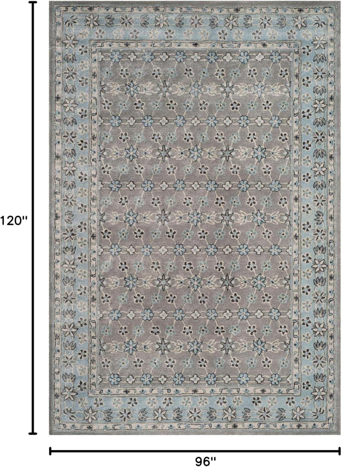SAFAVIEH Bella Ridley Traditional Floral Wool Area Rug, Silver/Light Blue, 8' x 10'
