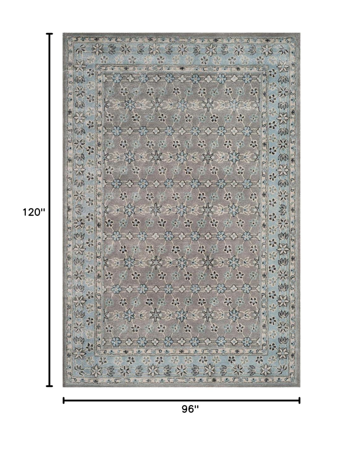 SAFAVIEH Bella Ridley Traditional Floral Wool Area Rug, Silver/Light Blue, 8' x 10'