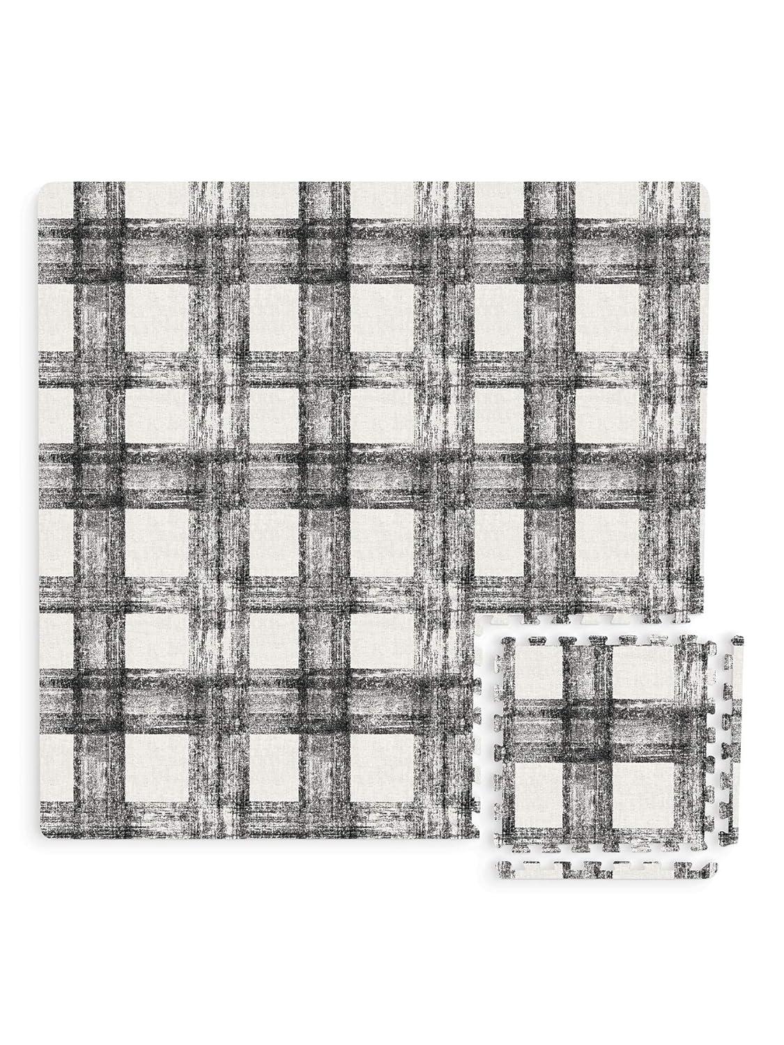 FloorPops! 34.2" x 34.2" Black EVA Foam Interlocking Floor Mats Non-toxic, Water Resistant 22 Piece