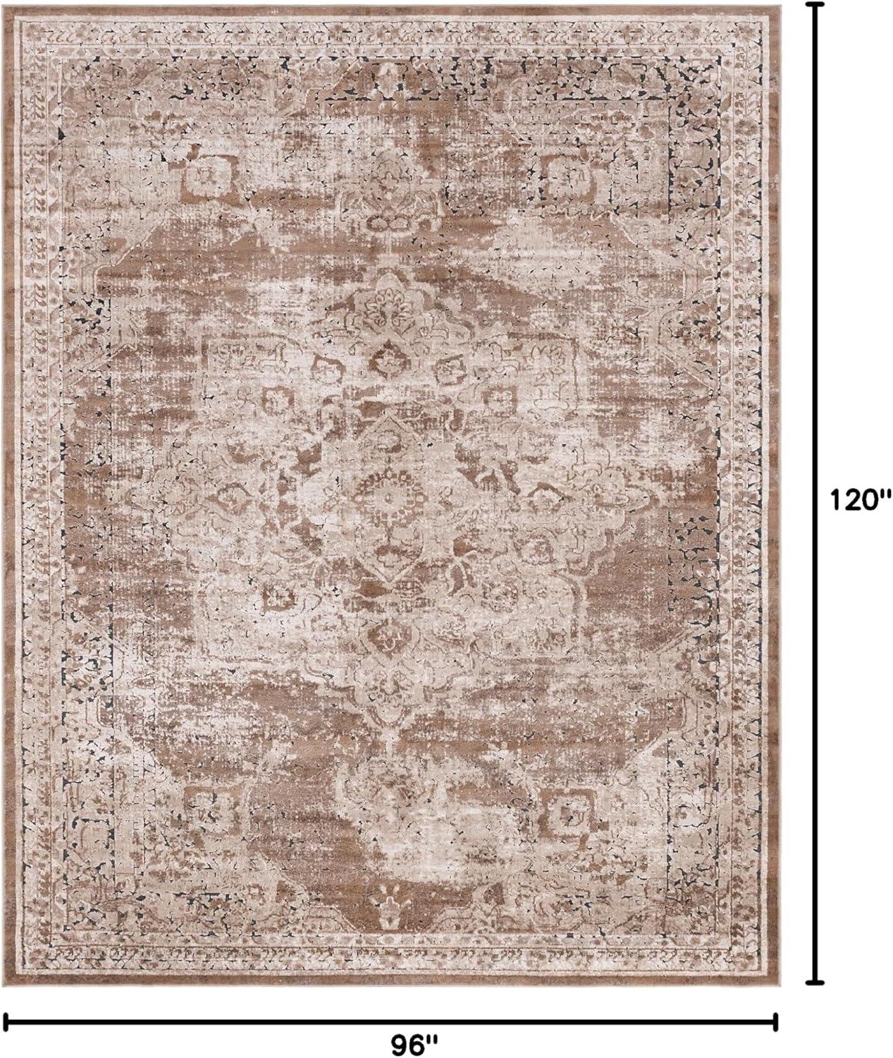 Sophisticated Easy Care 8' x 10' Brown Synthetic Area Rug