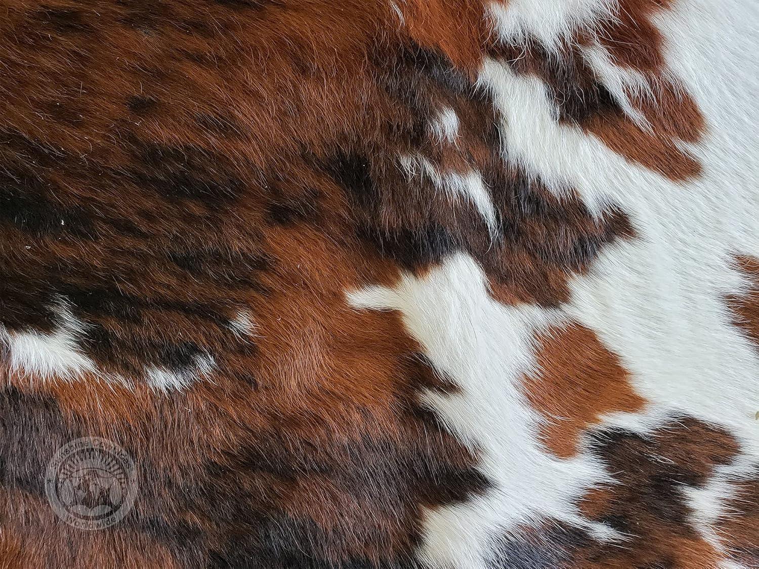 Small Tricolor Genuine Cowhide Rug for Modern Decor