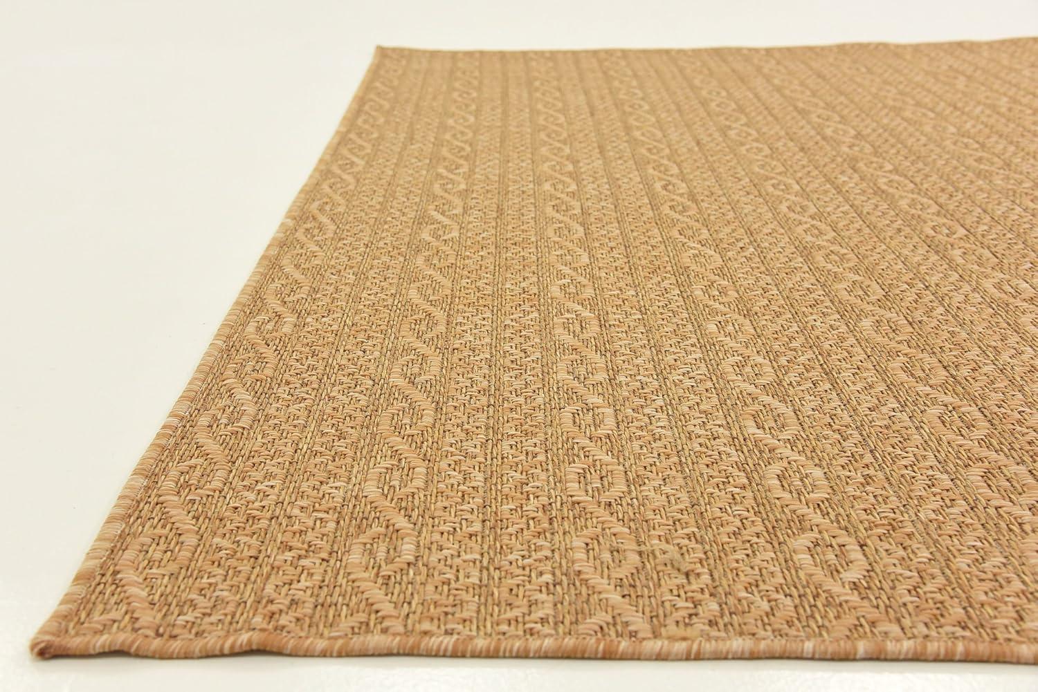 Unique Loom 6' 1 x 6' 1 Square Light Brown Outdoor Modern Links Area Rug