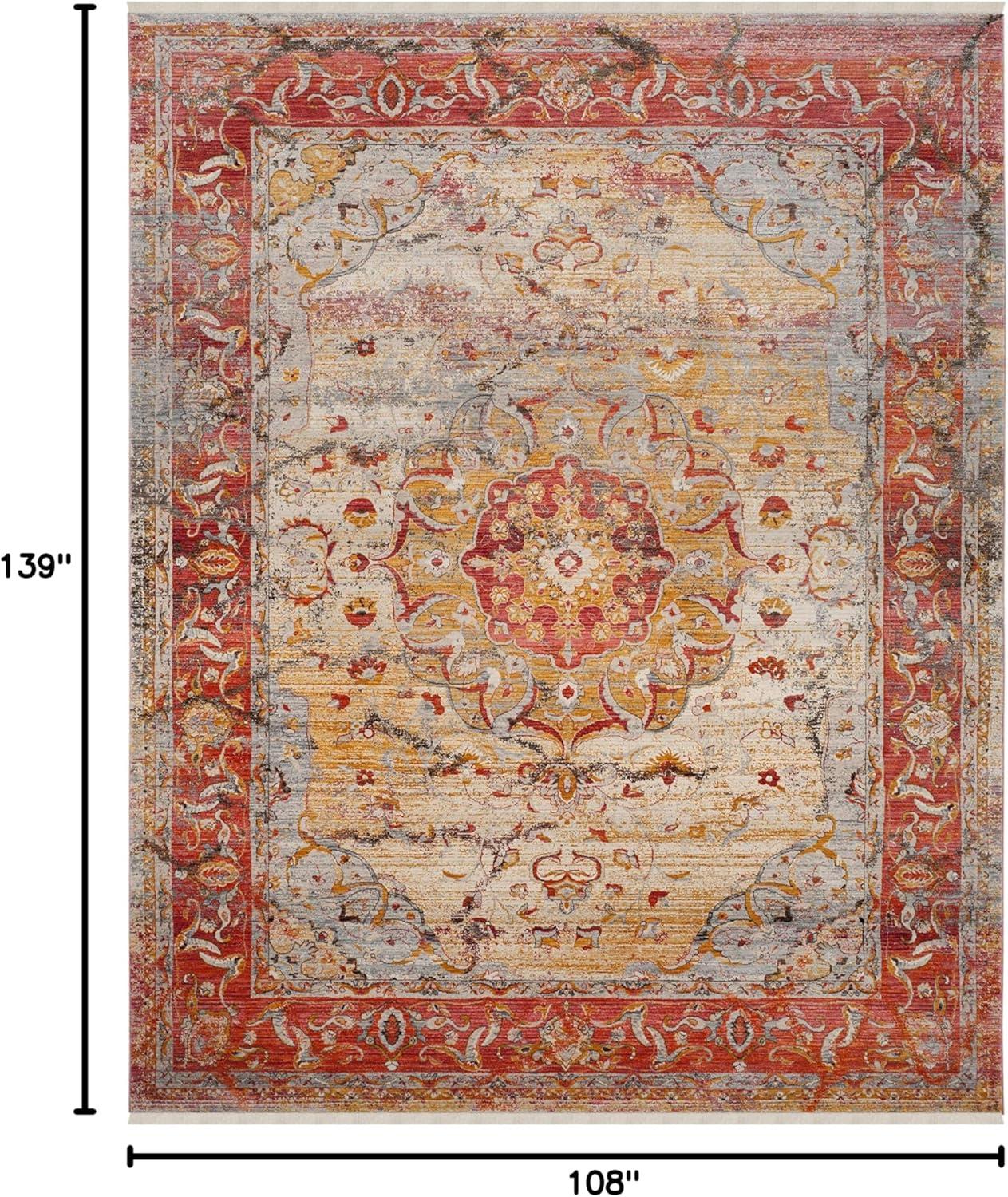 SAFAVIEH Vintage Persian Trina Traditional Polyester Area Rug, Saffron/Cream, 9' x 11'7"