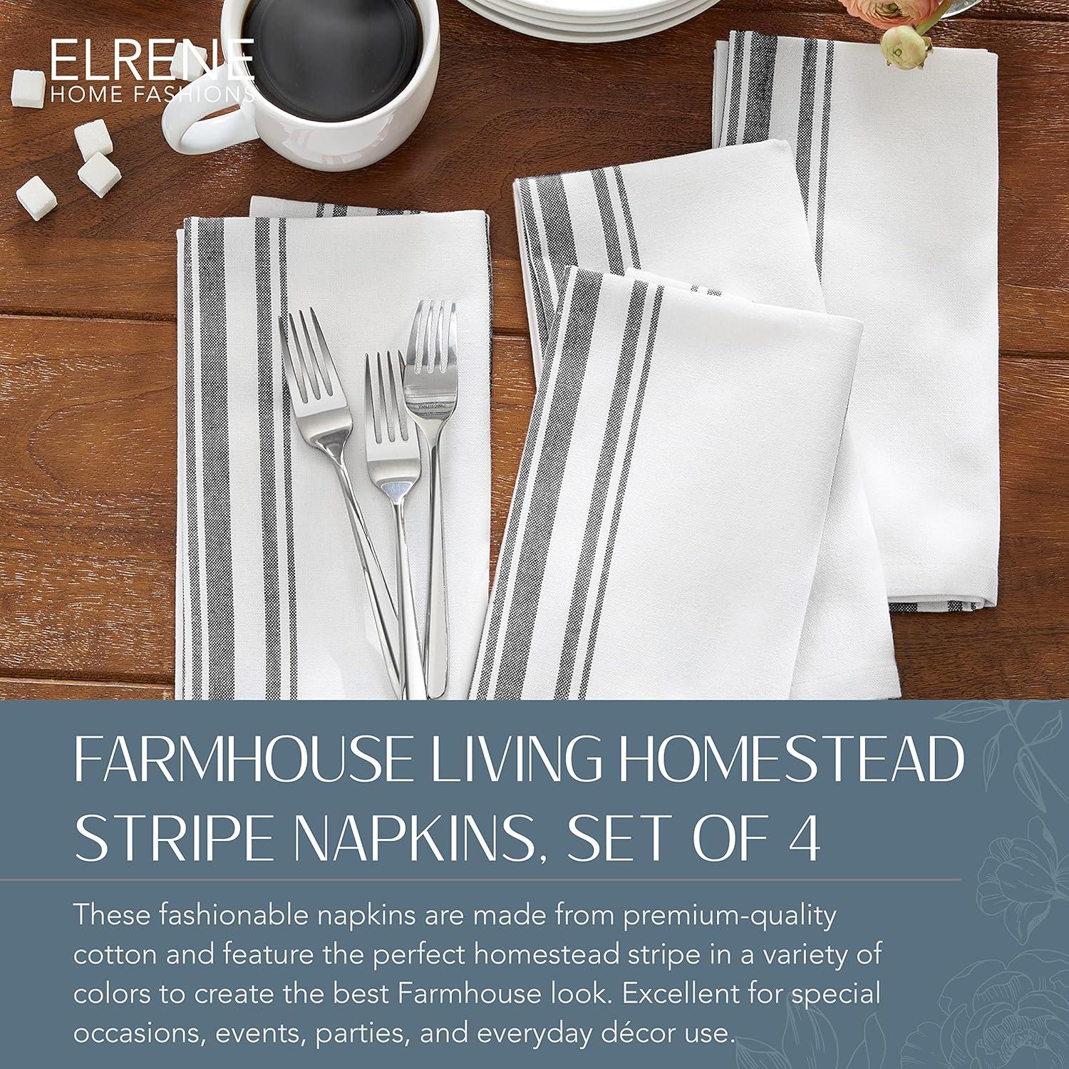 Farmhouse Living Homestead Stripe Napkins in White/Black (Set of 4)