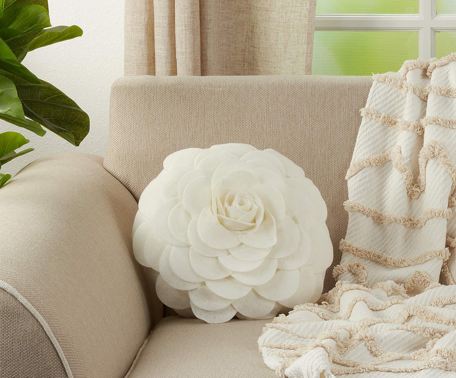 Saro Felt Collection Appliqued Felt Throw Pillow