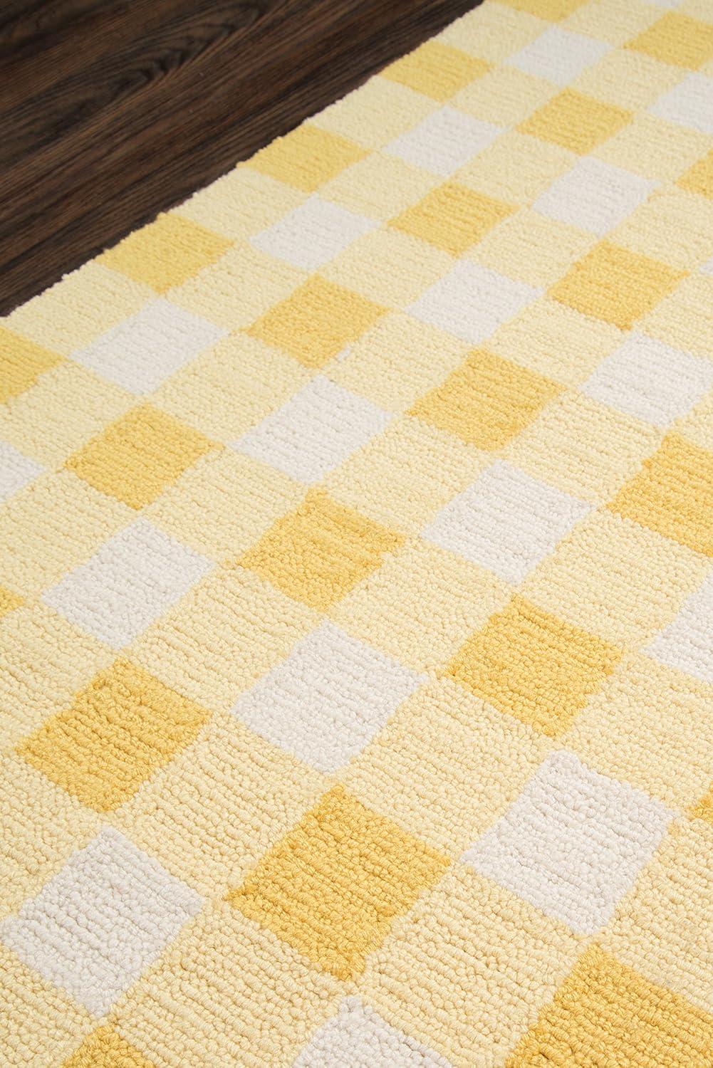 Gingham Rug - Yellow - (2'x3') - Momeni: Handmade Tufted Accent, Low Pile, Indoor Use, Classic Gingham Check Pattern